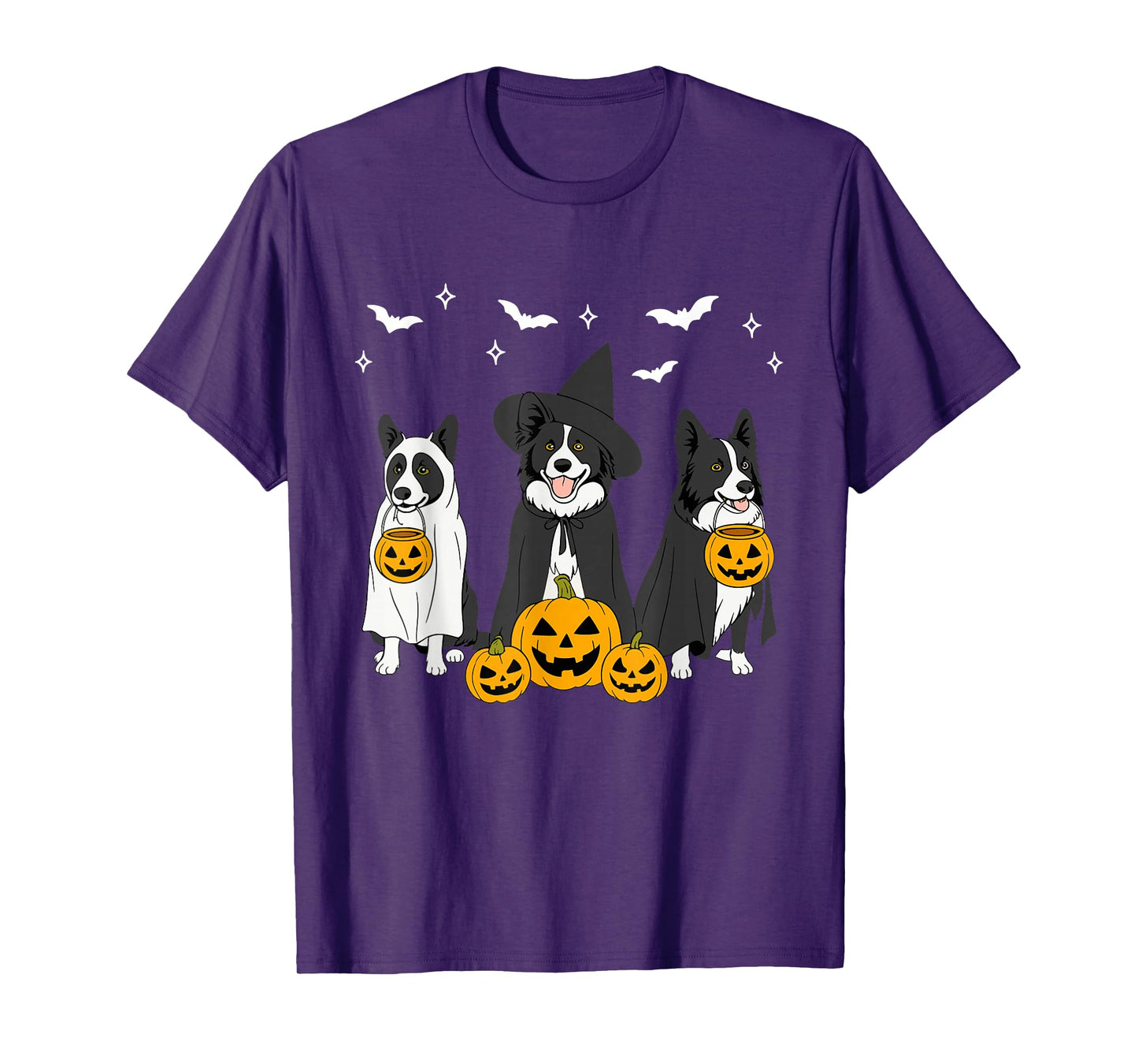 Witch Border Collie Halloween Ghost Border Collie Dog Mom T-Shirt