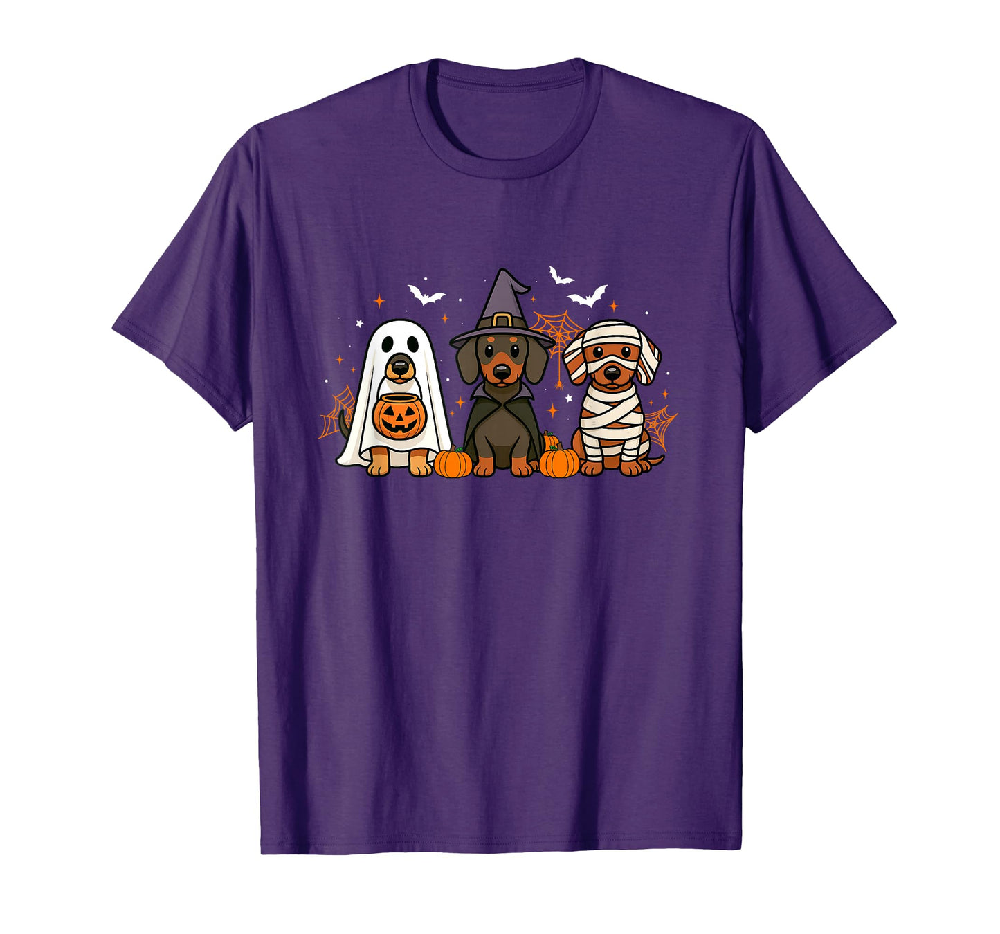 Funny Weiner Dog Ghost Witch Pumpkin Halloween Dachshund T-Shirt