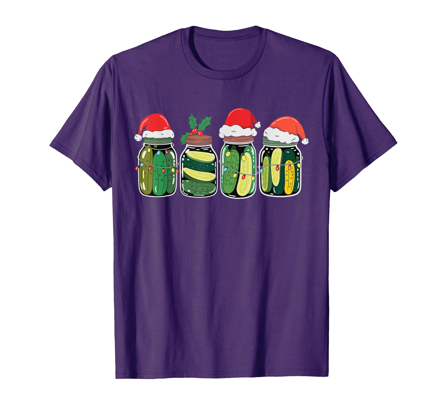 Funny Christmas Santa Hat Pickle Bottles Merry Xmas Holiday T-Shirt