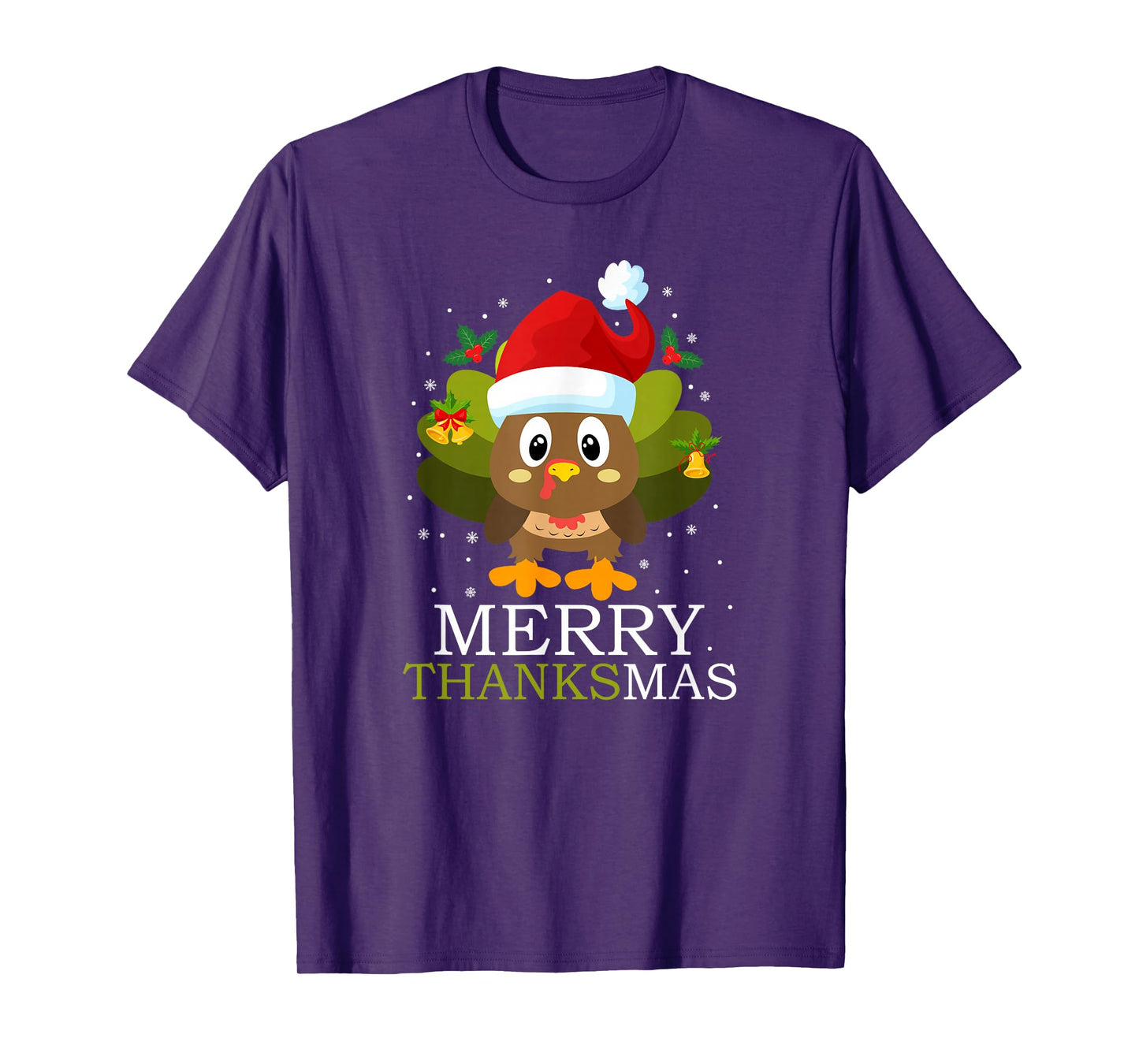 Merry Thanksmas Turkey Santa Hat Design T-Shirt