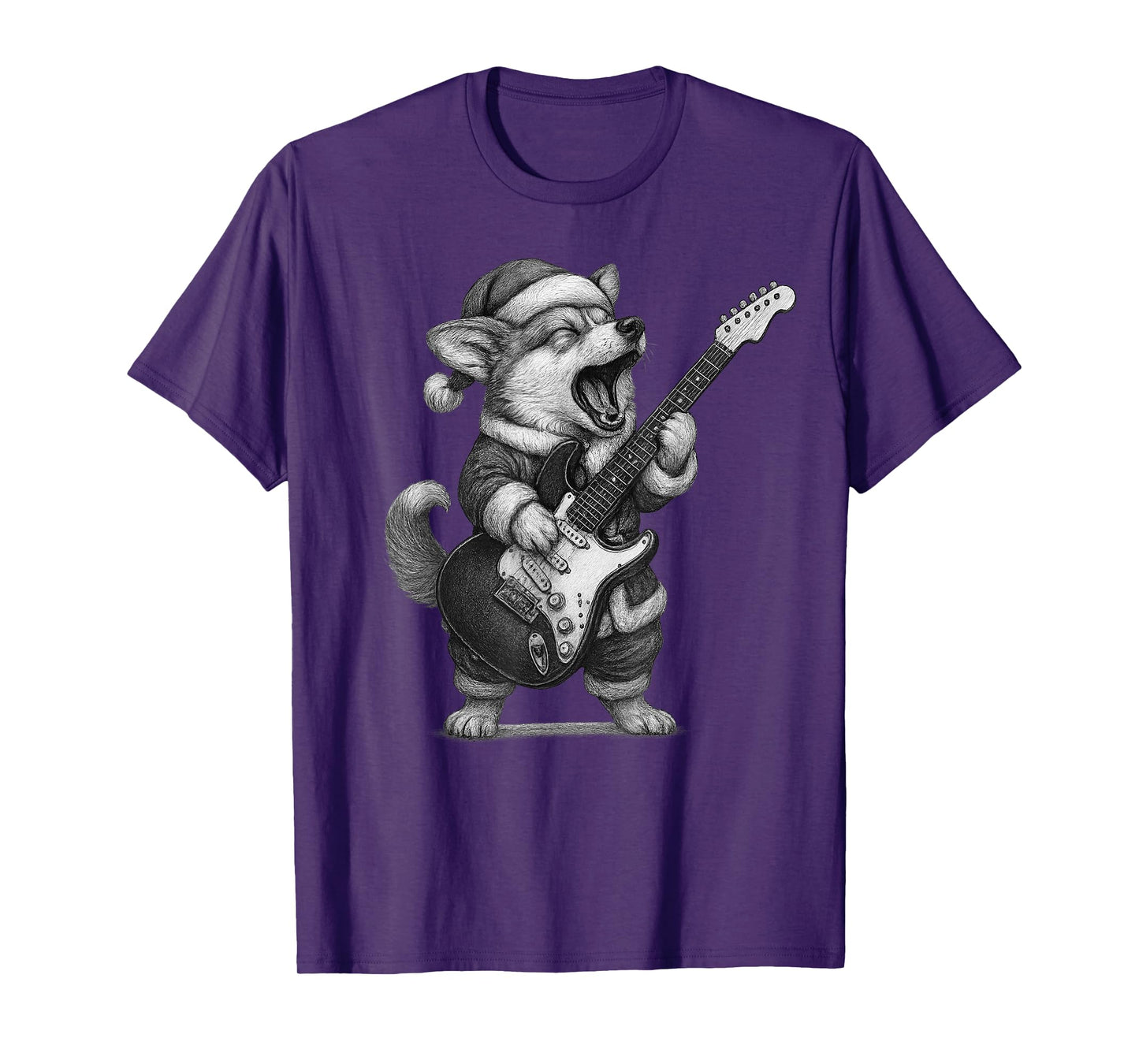 Corgi Playing Guitar Christmas Dog Lover T-Shirt