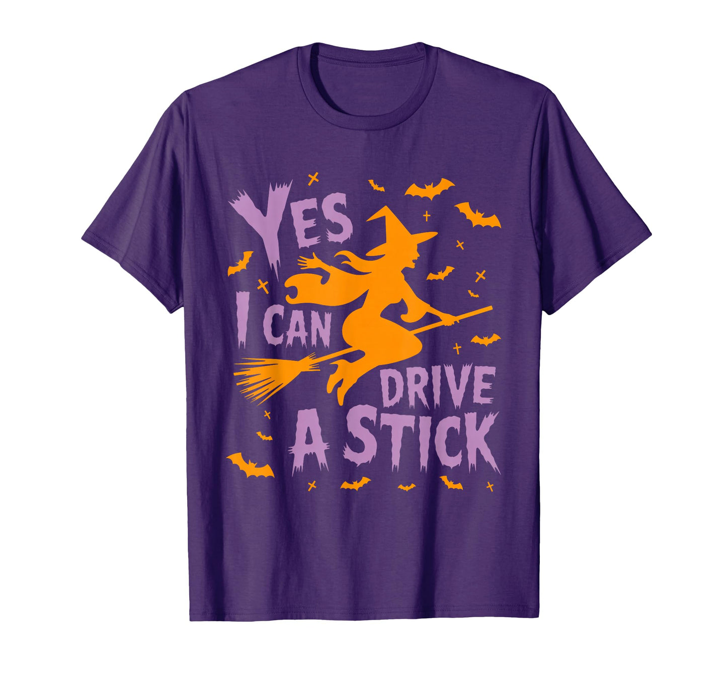 Yes I Can Drive A Stick Funny Halloween Spooky Witch T-Shirt