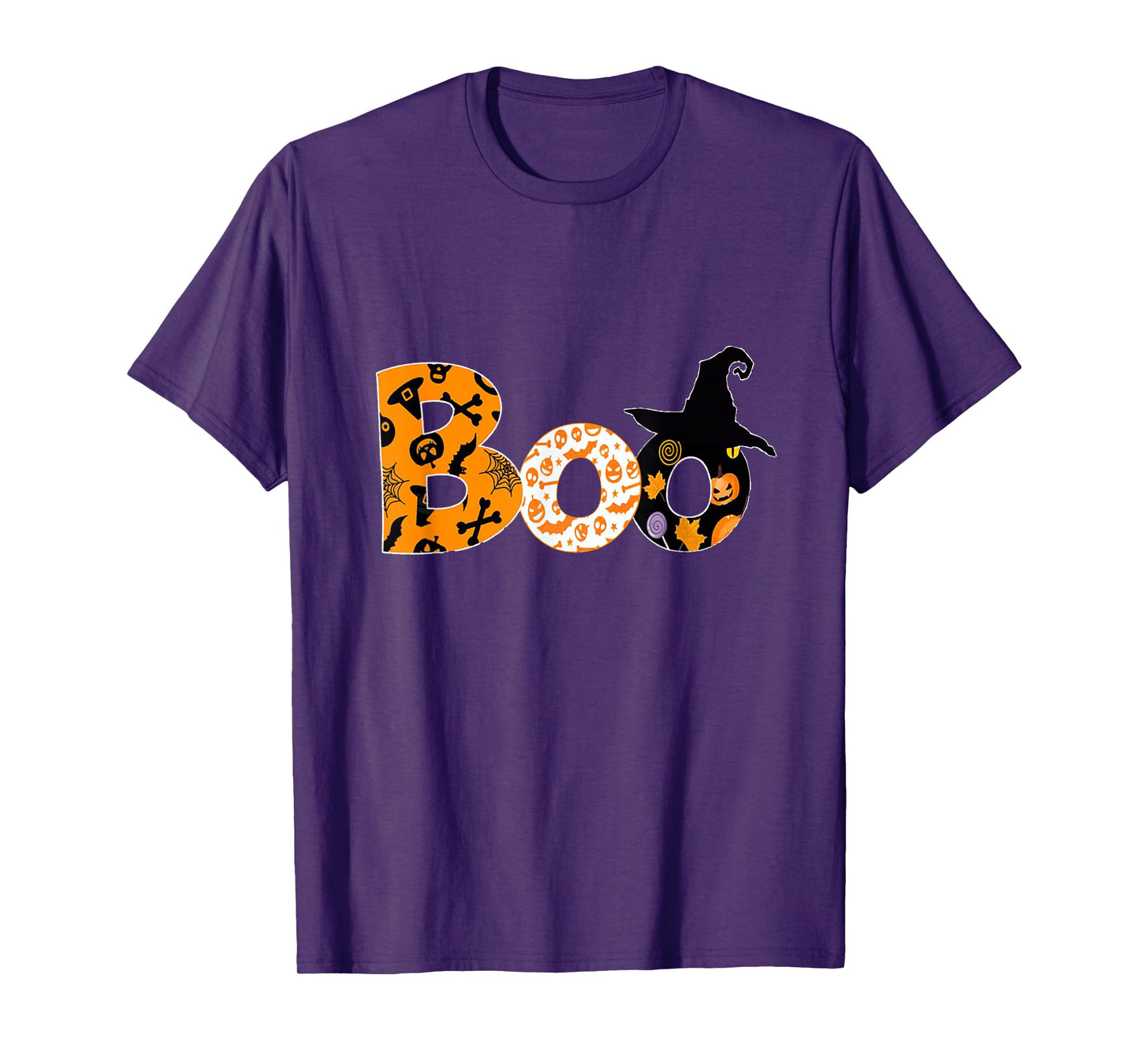 Boo Halloween Cute Spooky Witch Hat & Pumpkin Tee T-Shirt