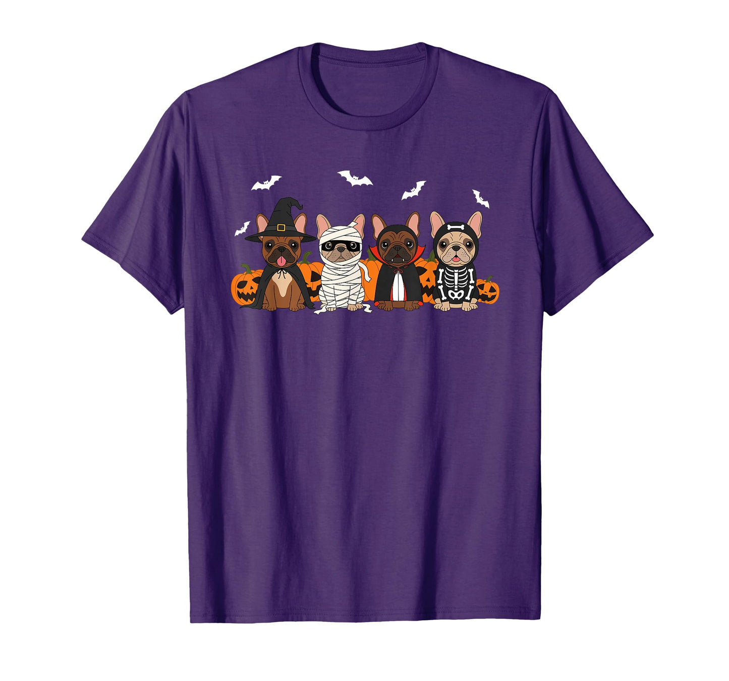 French Bulldog Halloween Dog Costume Ghost Witch Pumpkins T-Shirt
