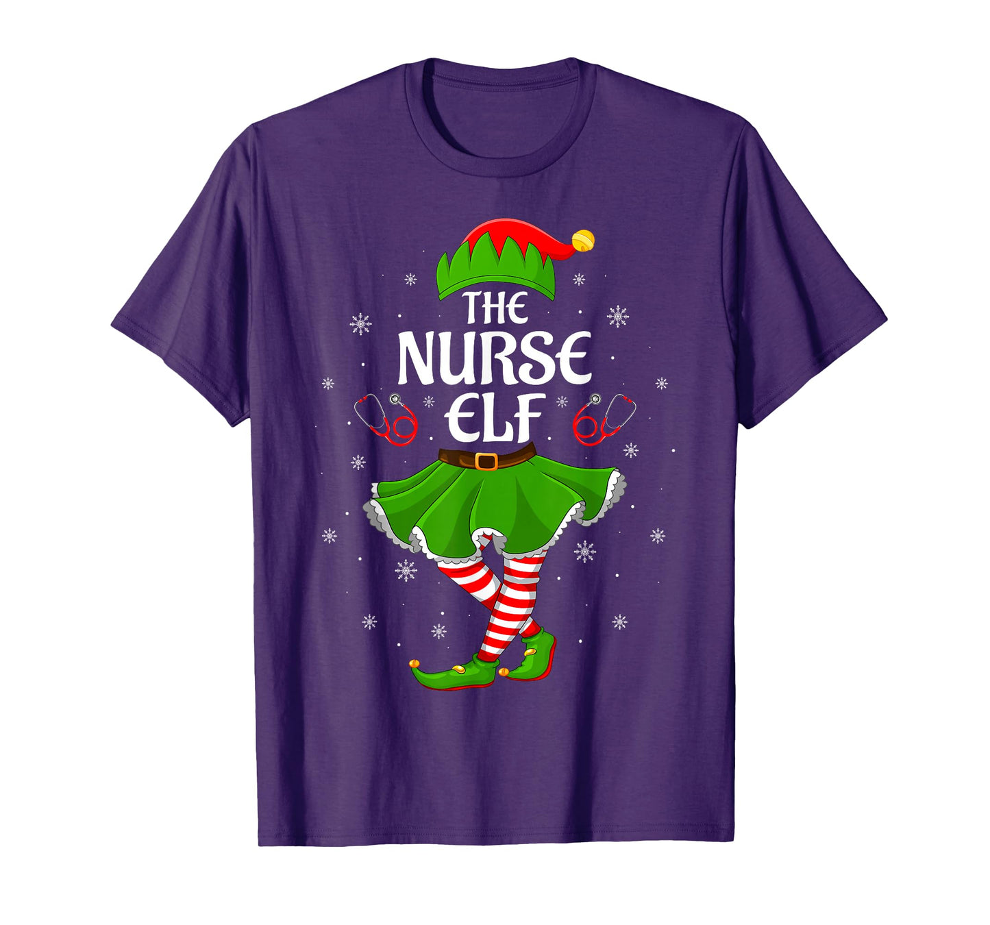 Nurse Elf Christmas Family Girls Women Elf Squad Xmas T-Shirt