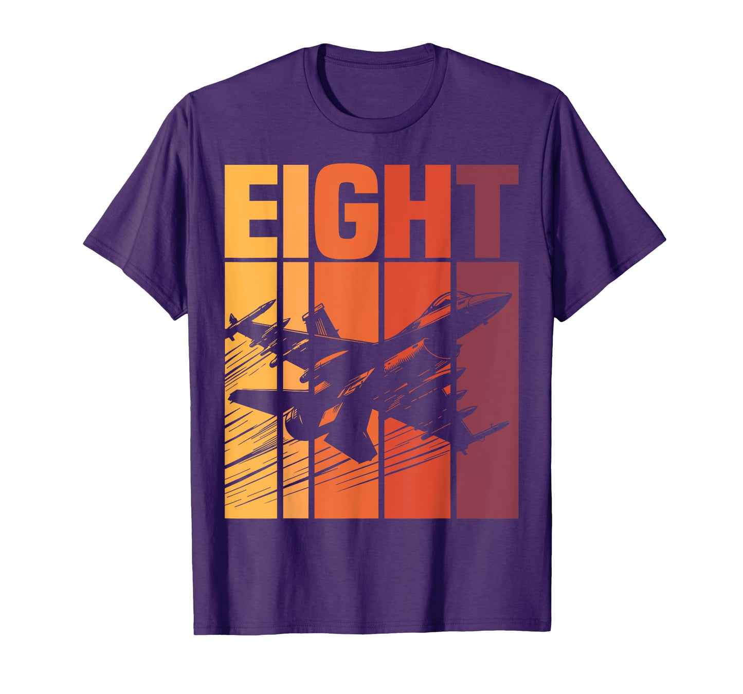 Military Fighter Jet Retro Eight Year Old Boys 8th Birthday T-Shirt