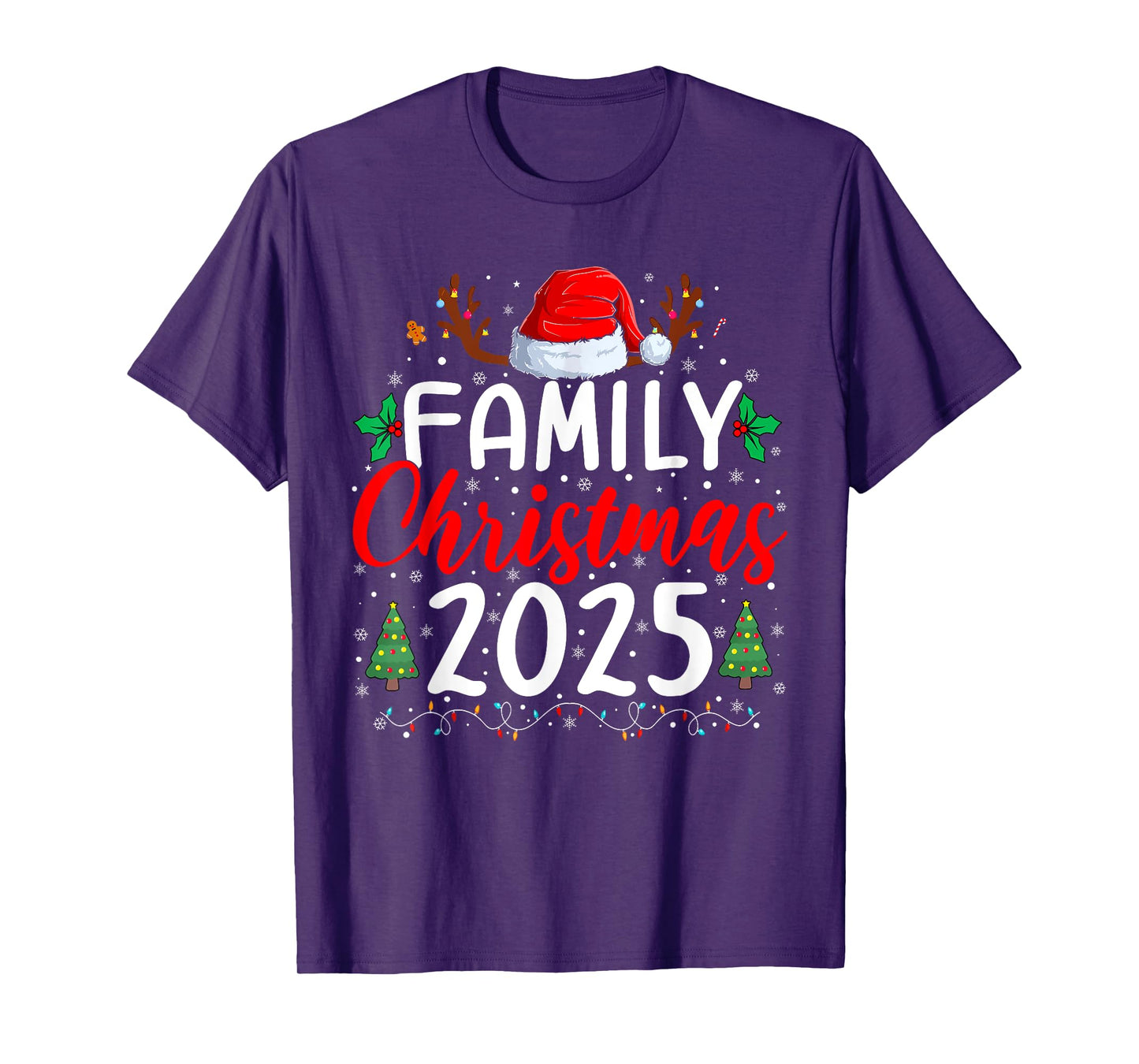 Family Christmas 2025 Xmas Lights Santa Pajamas Holiday T-Shirt