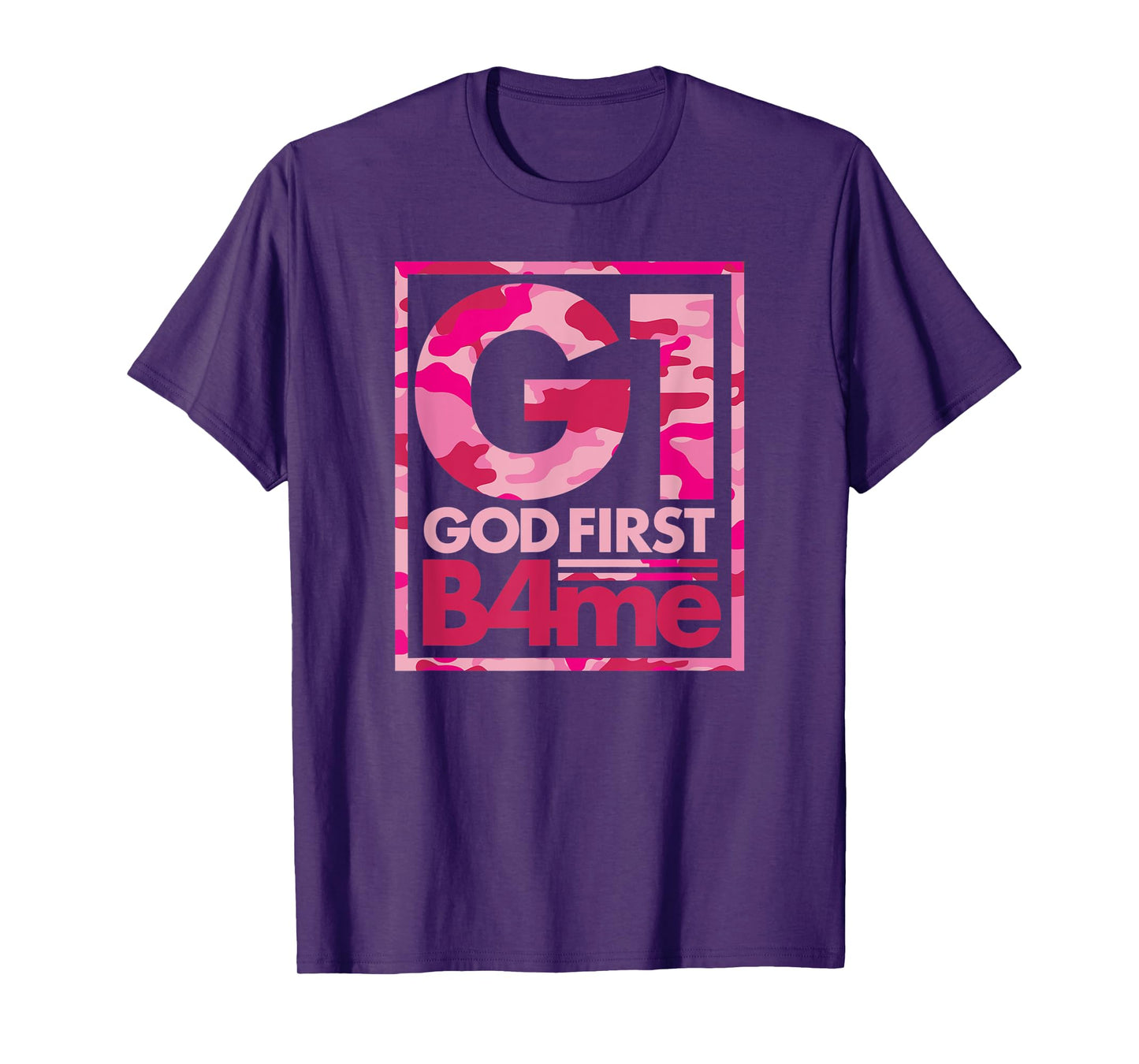 Pink Camo G1 God First Before Me Christian T-Shirt