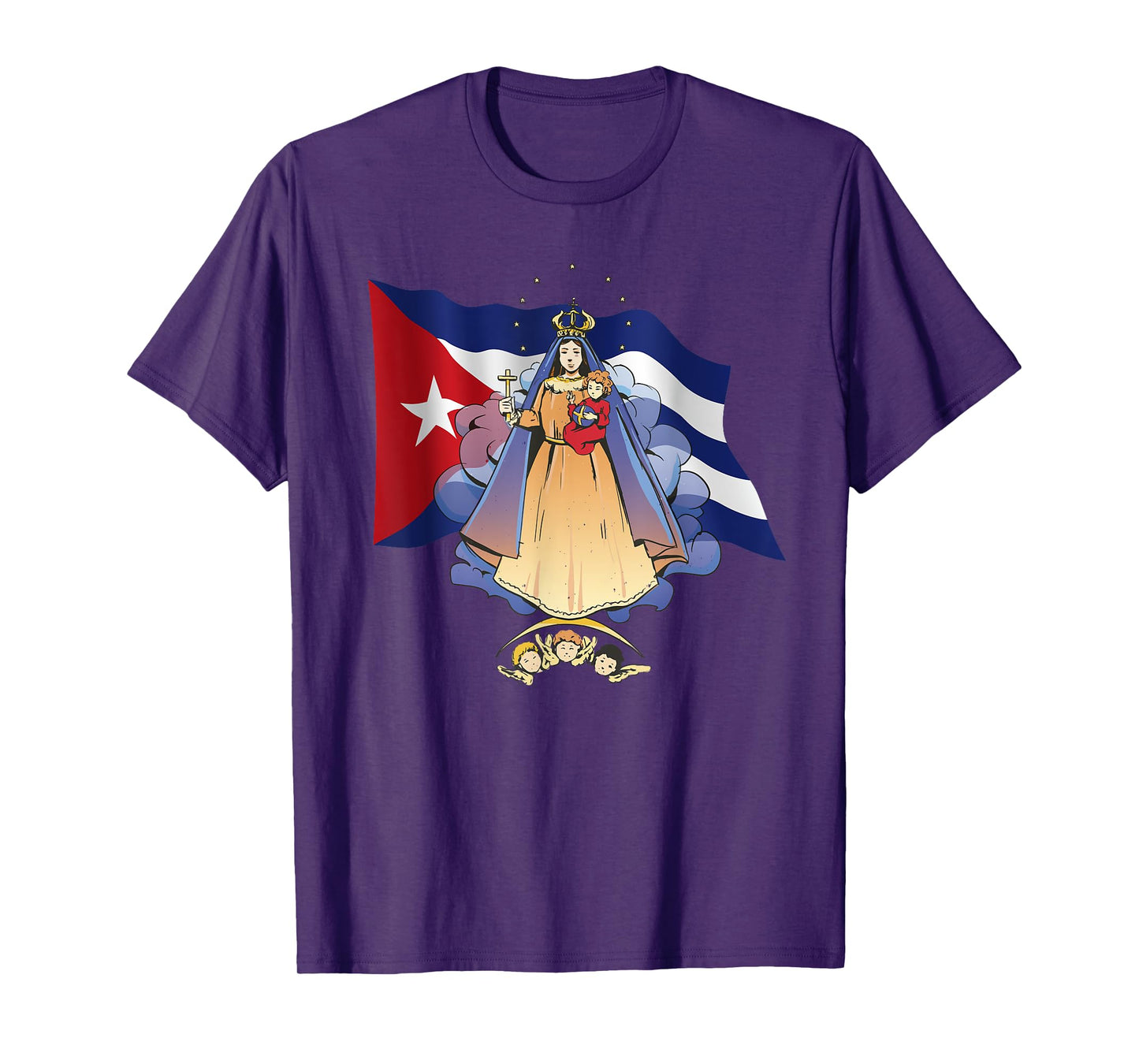 Virgen de la Caridad del Cobre Patrona de Cuba & Cuban Flag T-Shirt