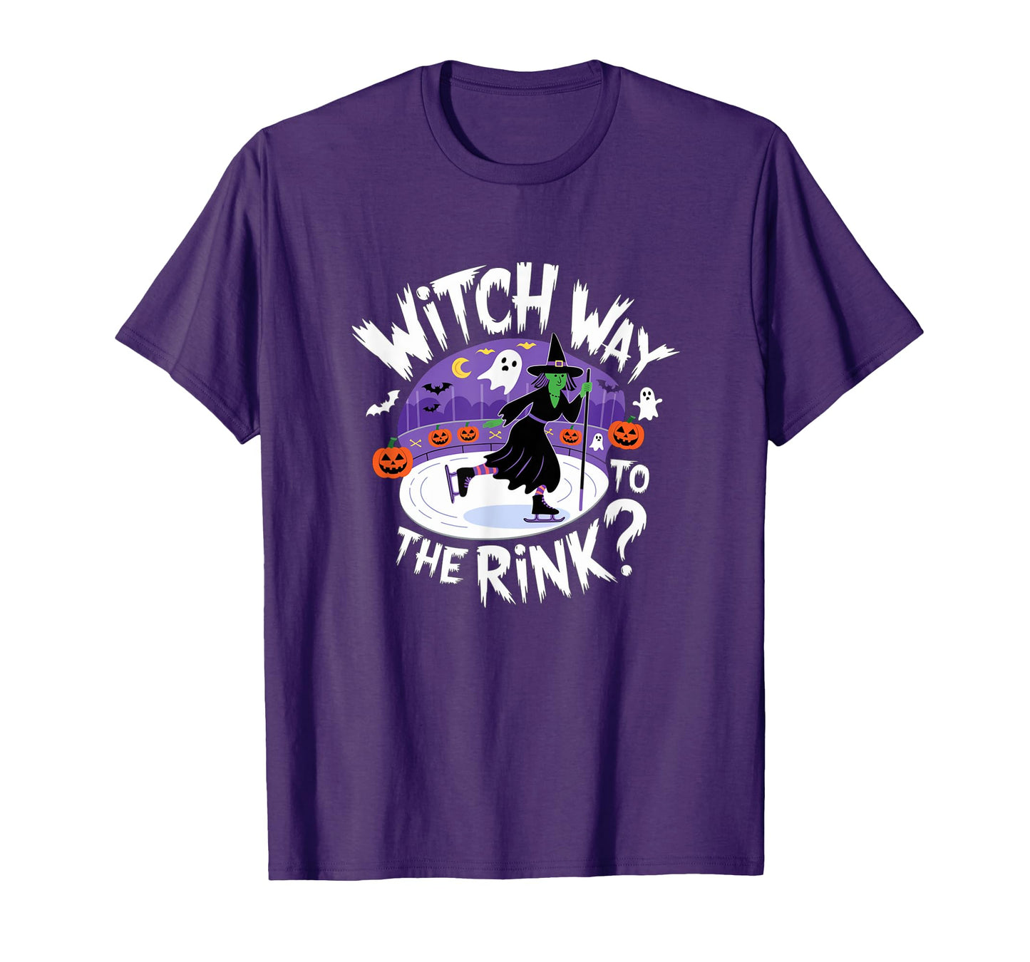 Witch Way to The Rink Funny Spooky Halloween Ice skating T-Shirt