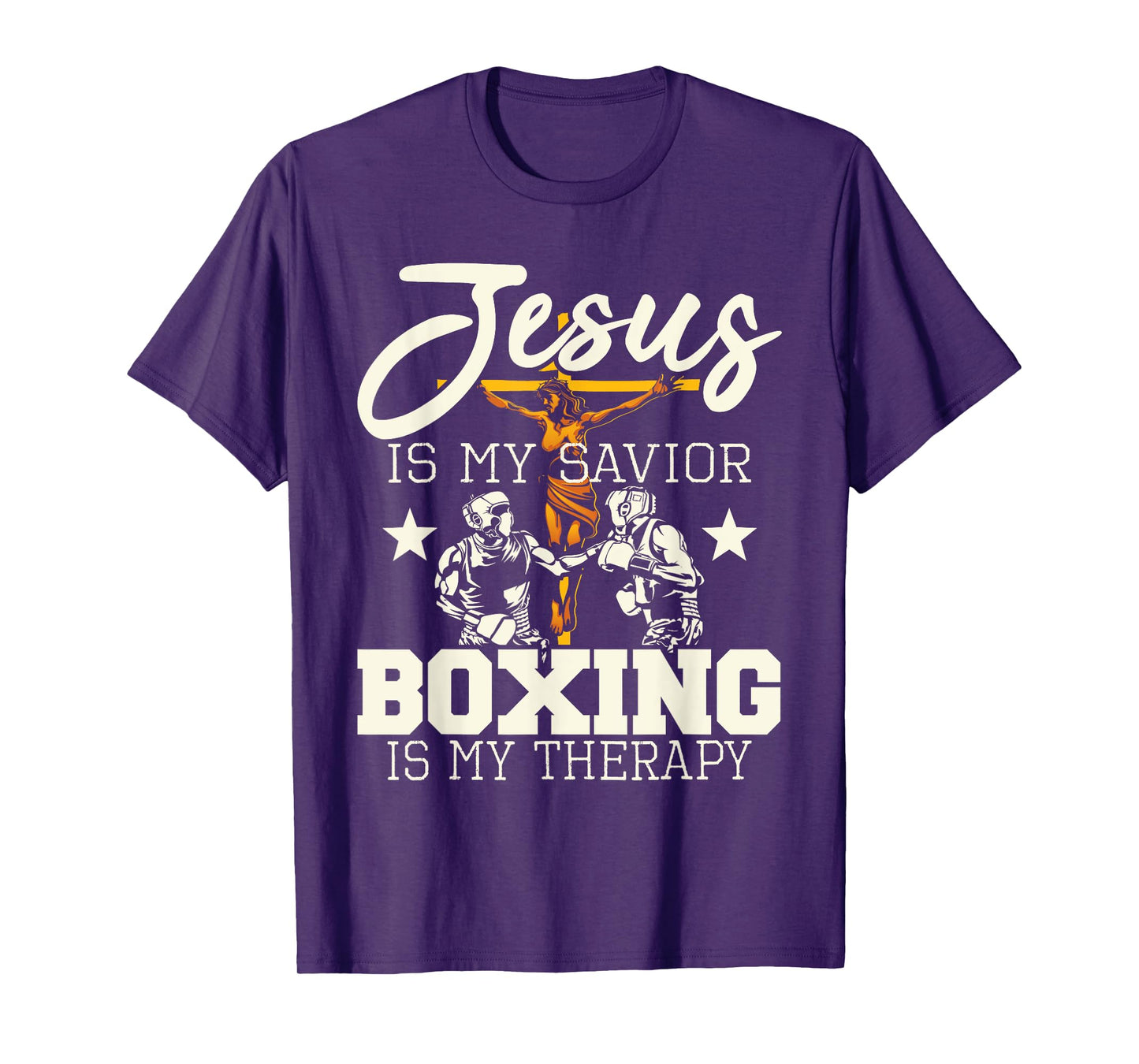 Jesus Is My Savior Boxing Is my Therapy - Gym Boxer T-Shirt