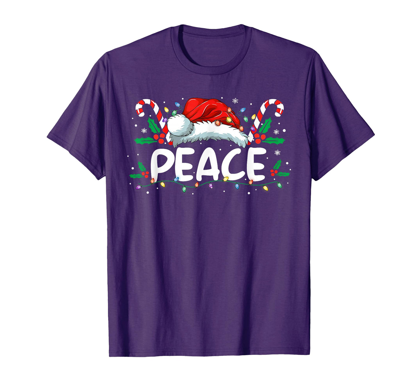 Peace I Come in Peace Christmas Lights Santa Pajamas Couples T-Shirt