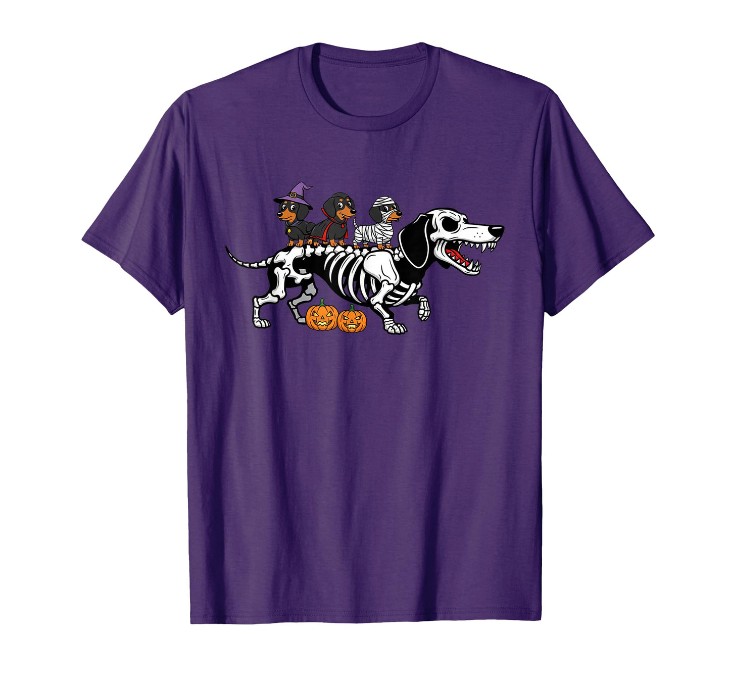 Dachshund Skeleton Mummy Witch Halloween Kids Mens Womens T-Shirt
