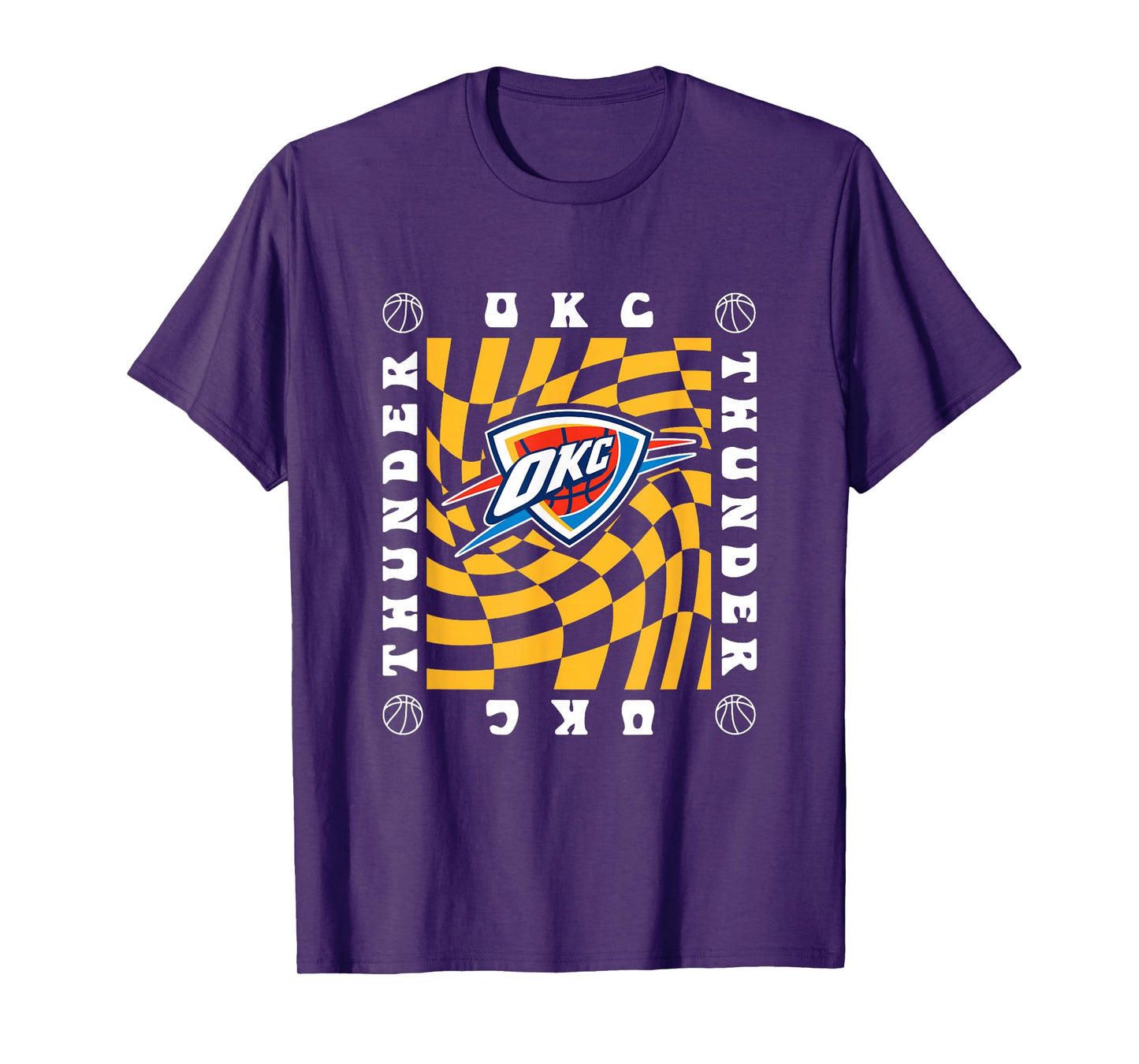 NBA Oklahoma City Thunder Retro Checkerboard Wave T-Shirt