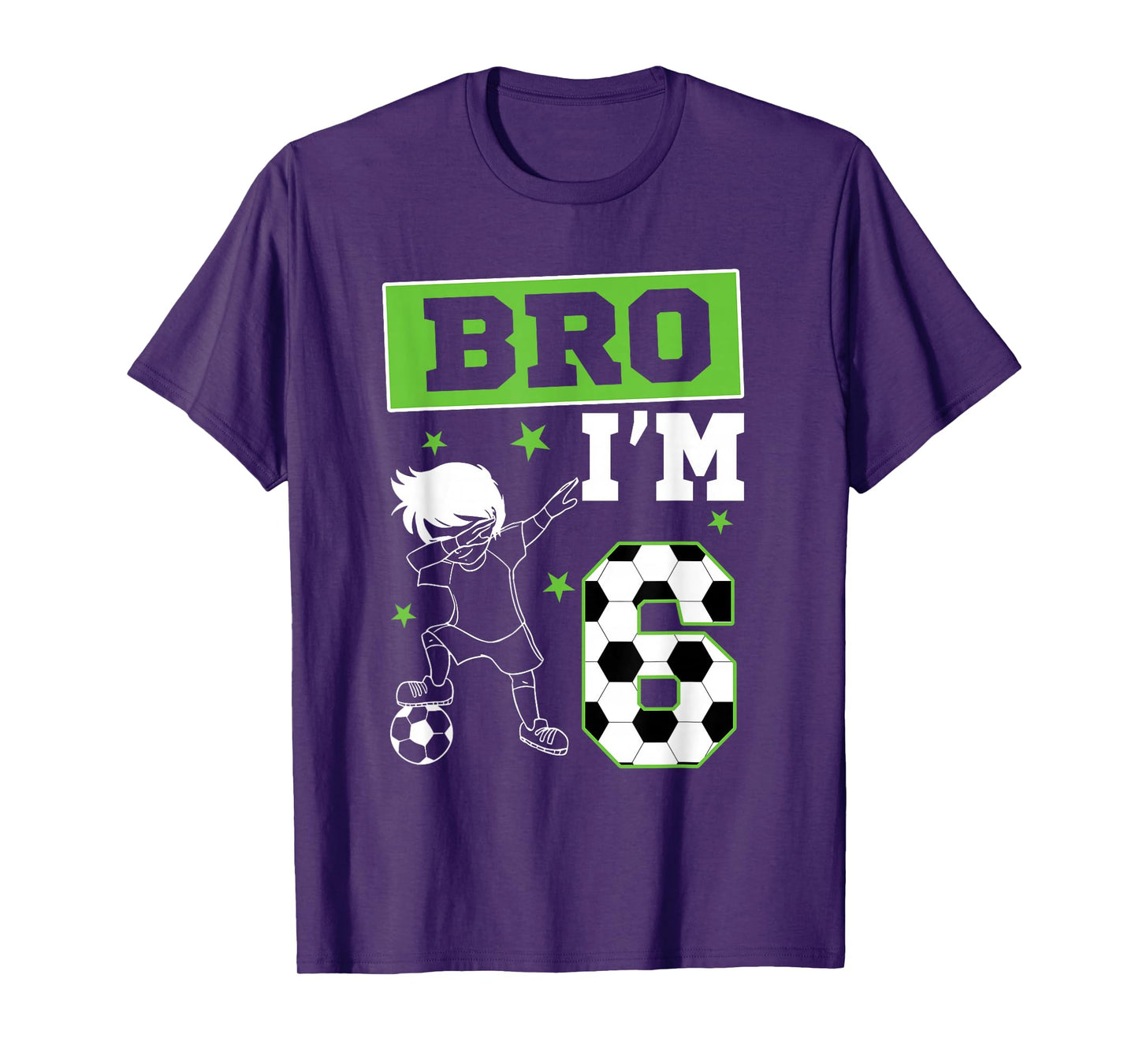 Bro I'm 6th Birthday Boy Soccer Theme Party 6 Year Old T-Shirt