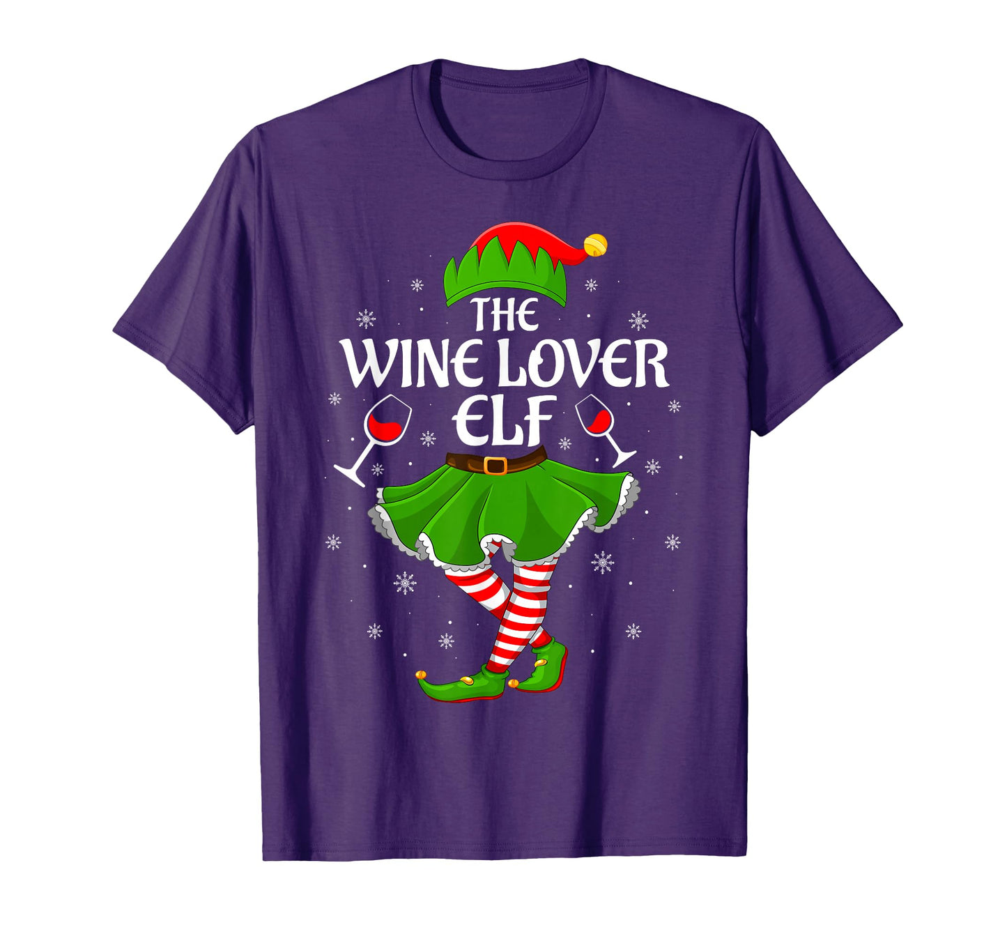 Wine Lover Elf Christmas Family Girls Women Elf Squad Xmas T-Shirt