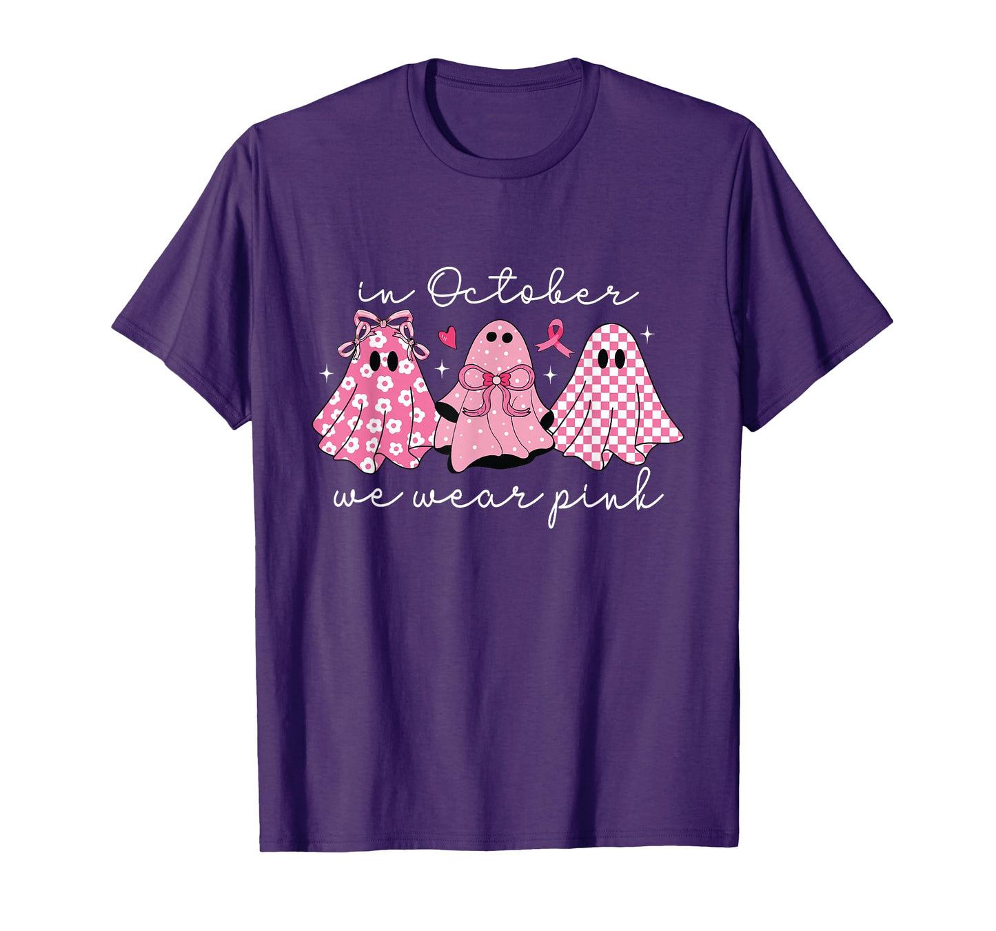 in October We Wear Pink Coquette Breast Cancer Halloween T-Shirt
