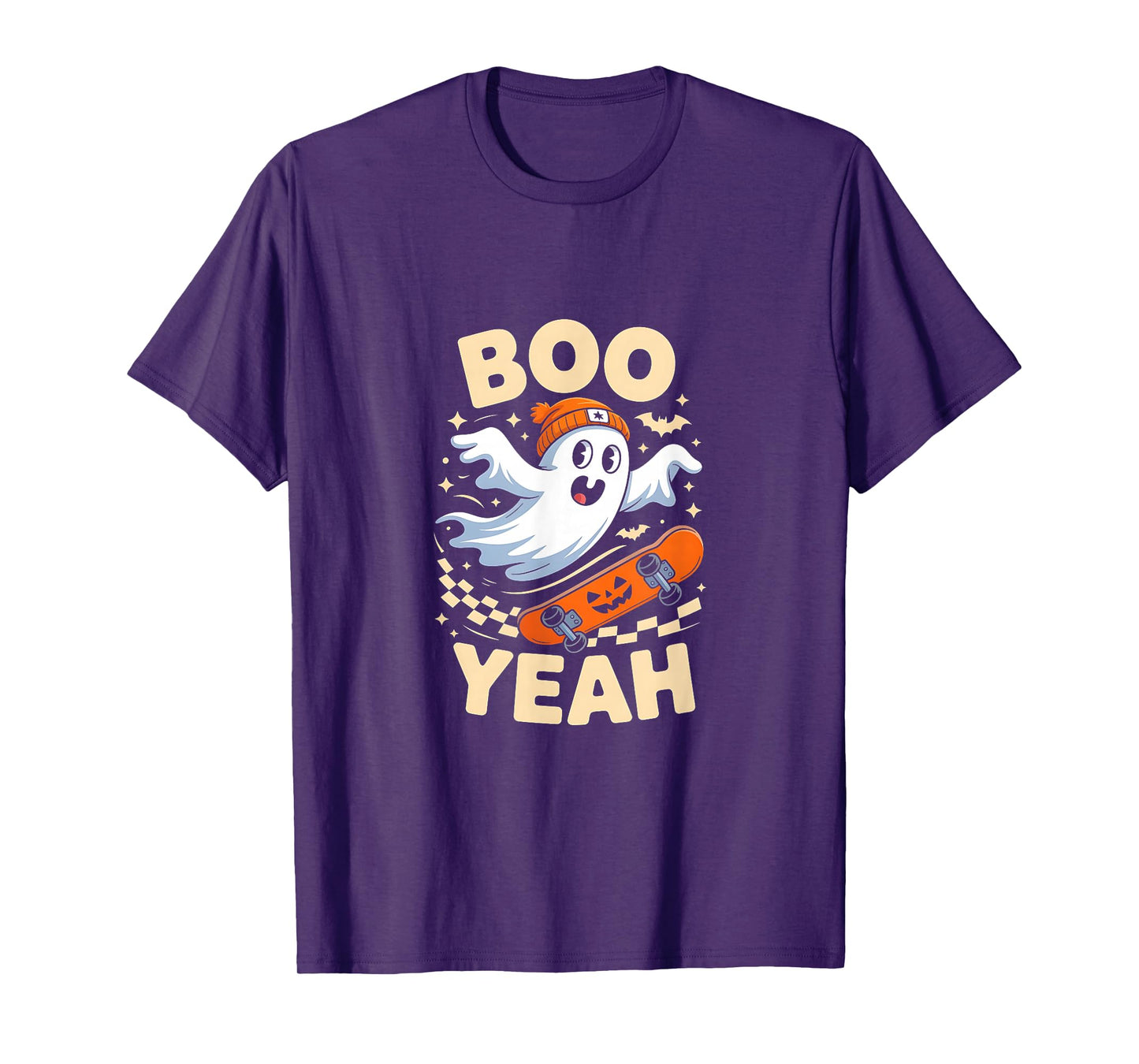 Boo Yeah Halloween Ghost Boys Retro Skateboard Toddler Kids T-Shirt