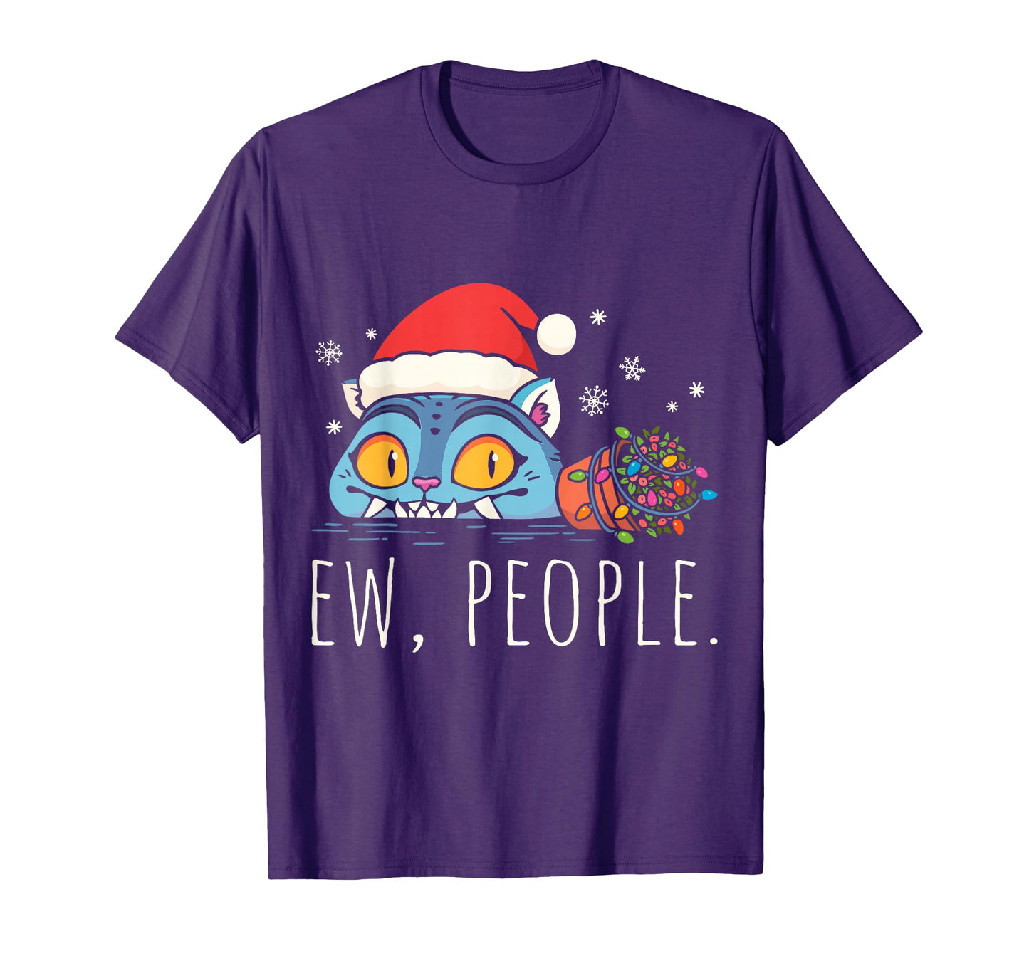 Ew People Christmas Funny Tiger Sarcastic Humor Introvert T-Shirt
