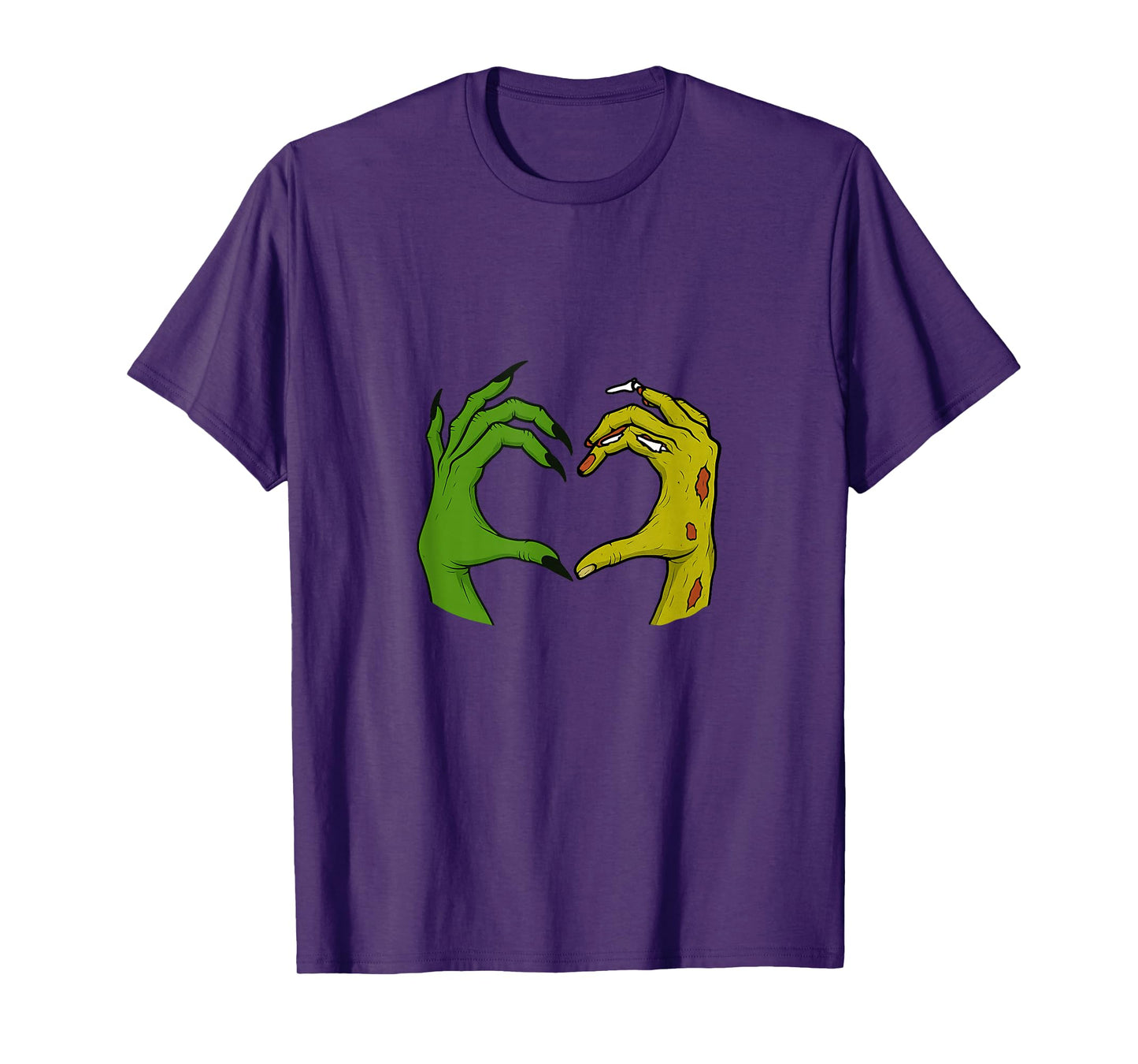 Zombie Hands Witch Heart Sign Retro Halloween Costume T-Shirt