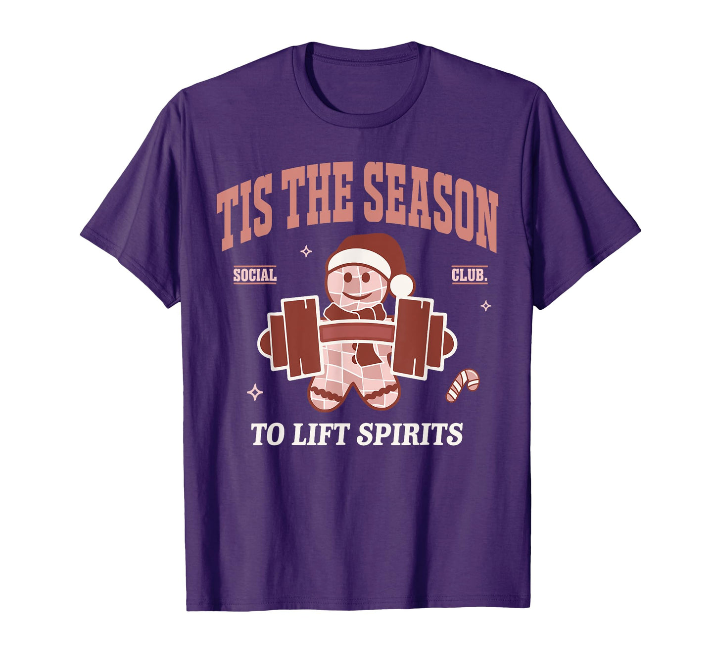 Lift Spirits Funny Weightlifting Christmas Fitness Gym Xmas T-Shirt