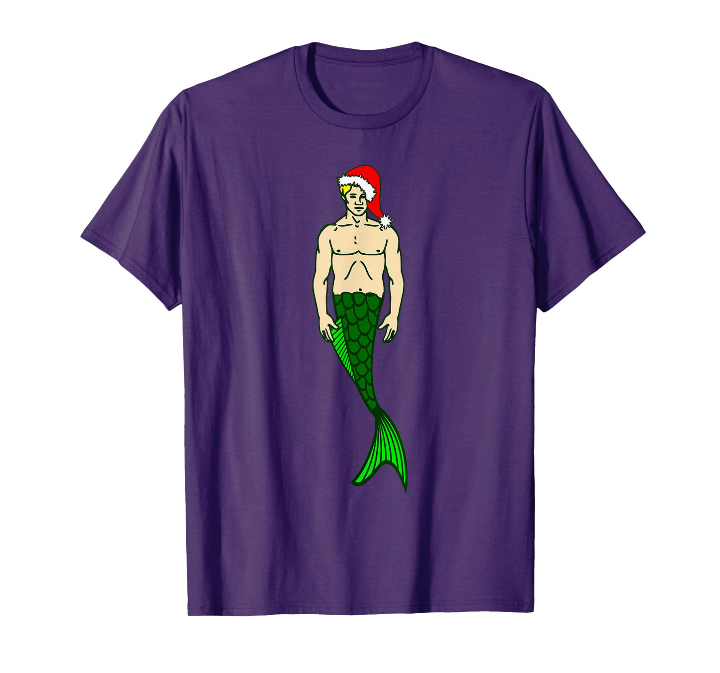 Santa Claus Blonde Merman Christmas Mermaid Xmas T-Shirt