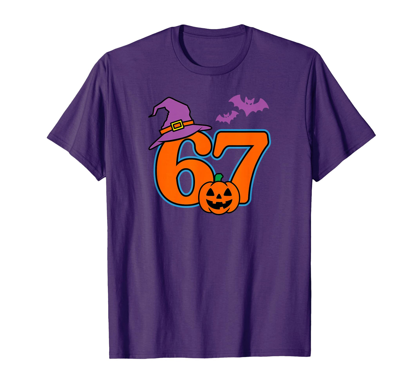 Halloween Number 67 Bats Pumpkin Witch Hat T-Shirt