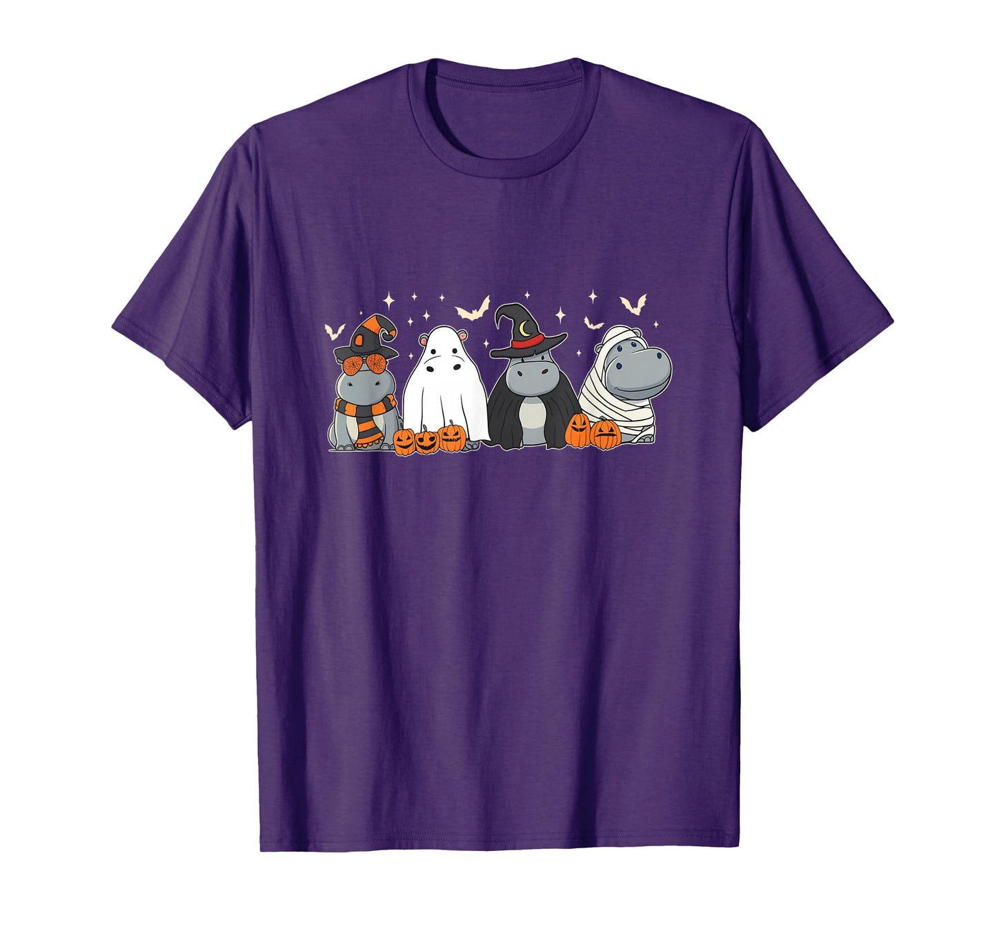 Cute Hippo Ghost Witch Zombie Funny Halloween Costume T-Shirt