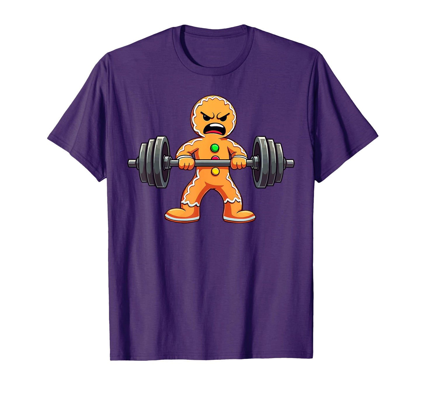 Gingerbread Weightlifter Christmas Powerlifting Xmas Gym T-Shirt