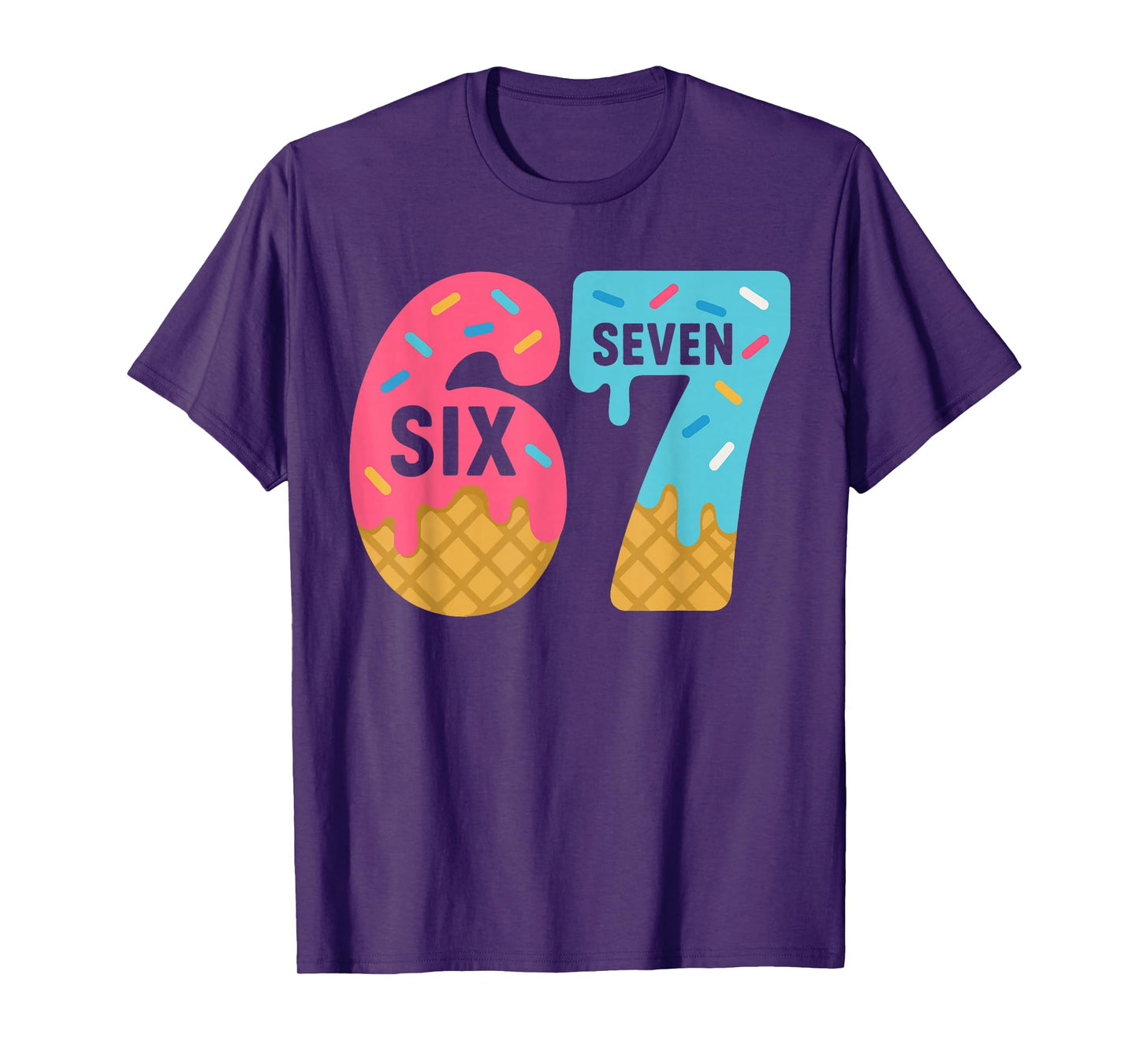 Six Seven Ice Cream Drip Cool Meme 67 Funny Dripping Kids T-Shirt