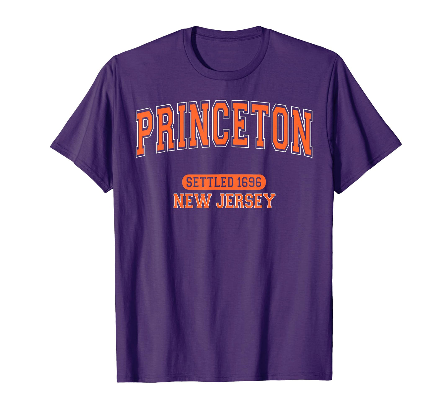 Princeton New Jersey Settled 1696 Vintage Arched Orange T-Shirt