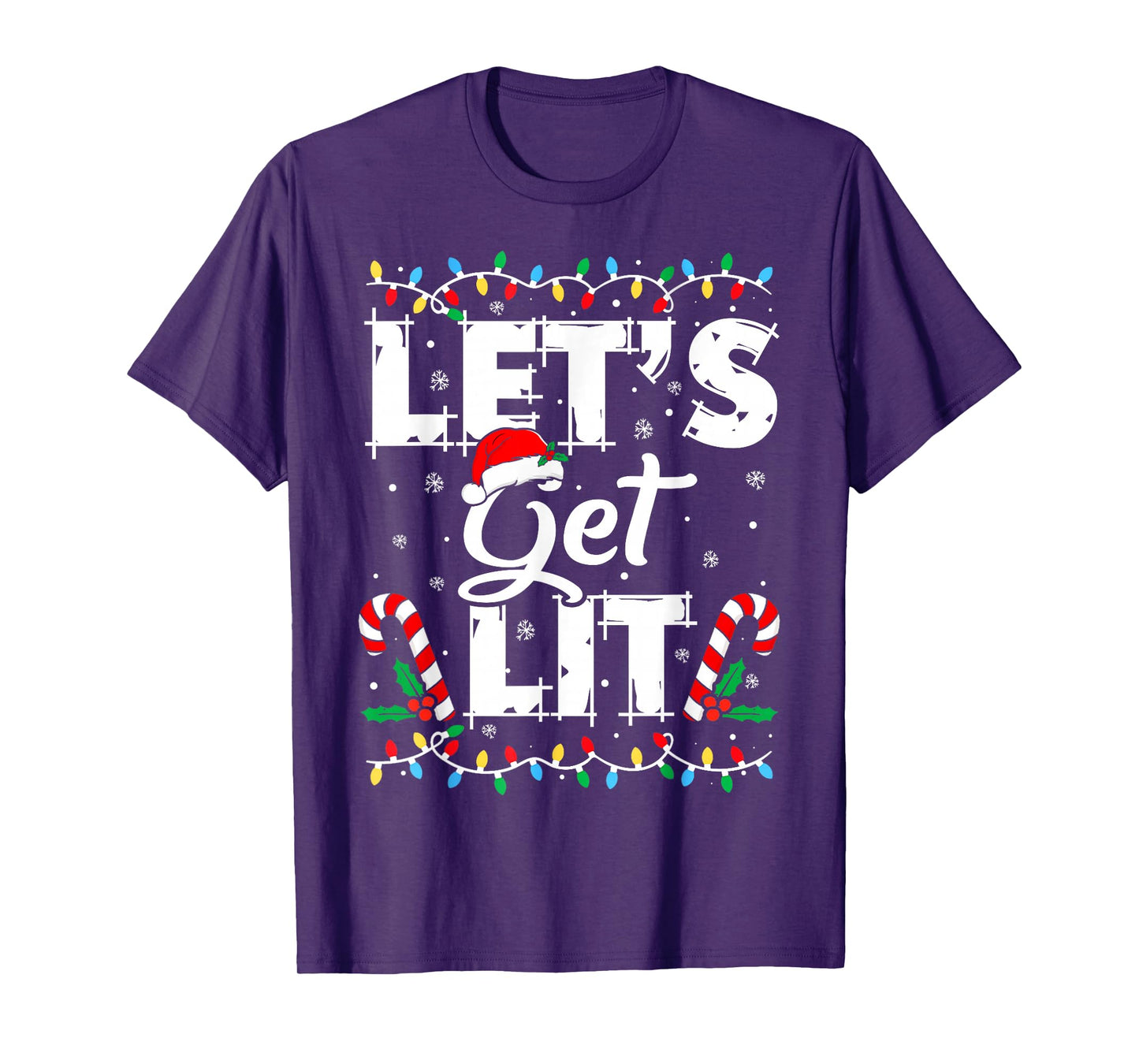 Let's Get Lit Christmas Funny Xmas Party Holiday Drinking T-Shirt