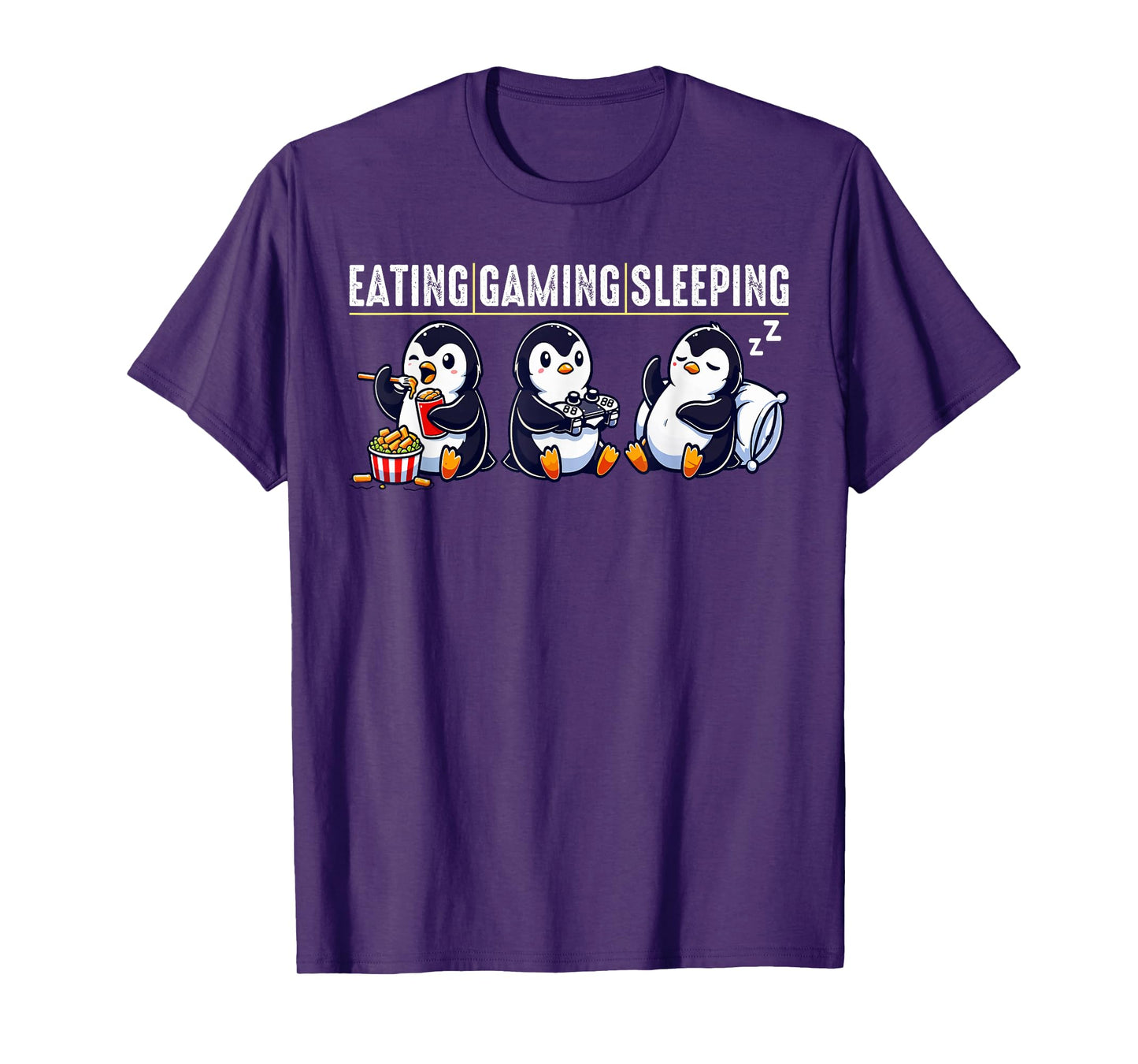 Eating Gaming Sleeping Penguin T-Shirt