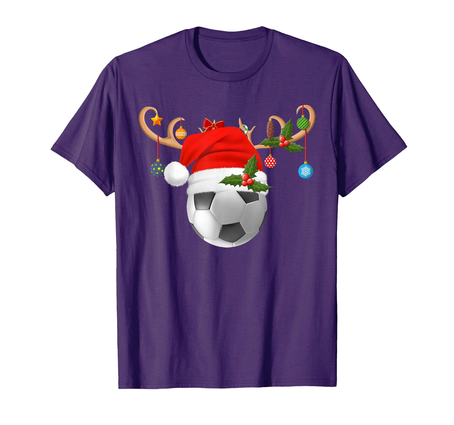 Soccer Christmas Pajamas Reindeer Santa Sports Player Xmas T-Shirt