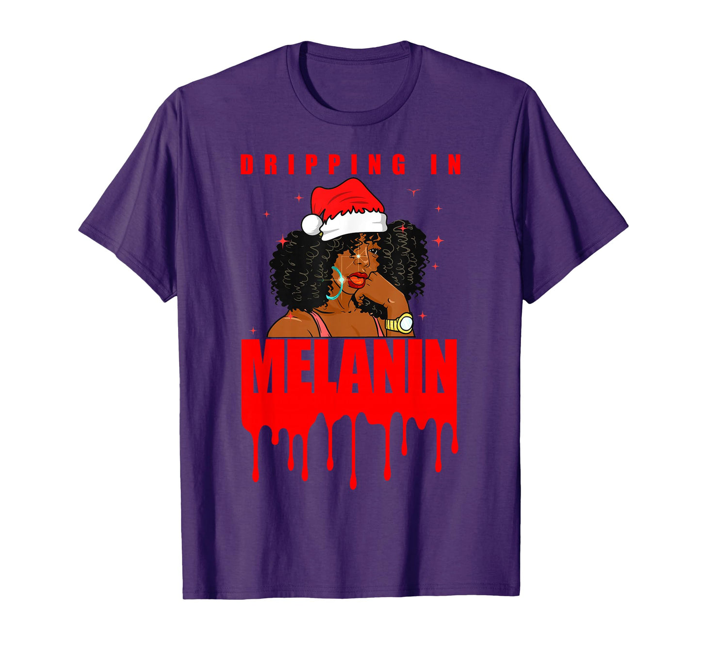 Black Queen Christmas Melanin Girl Women Brown Skin Girls T-Shirt