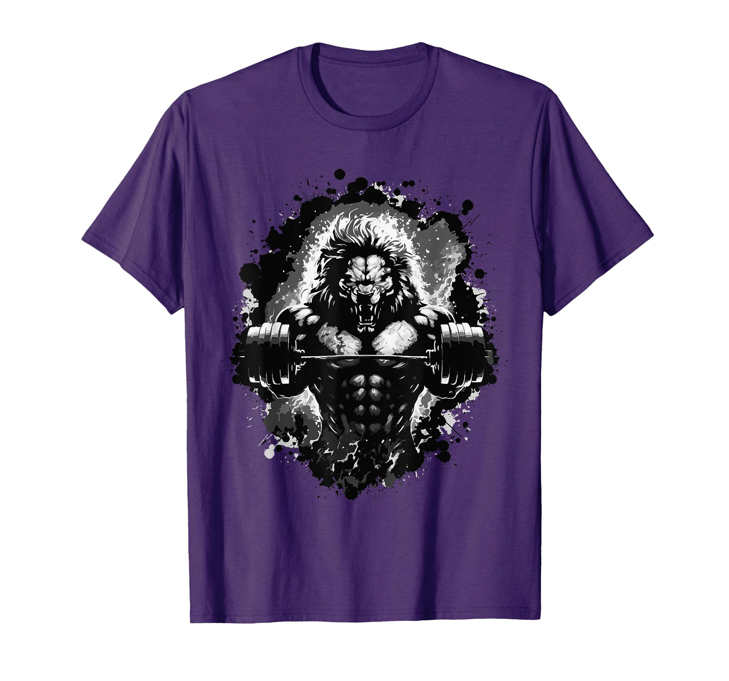 Lion Lifting Weights Gym Beast Workout Muscles Bodybuilding T-Shirt