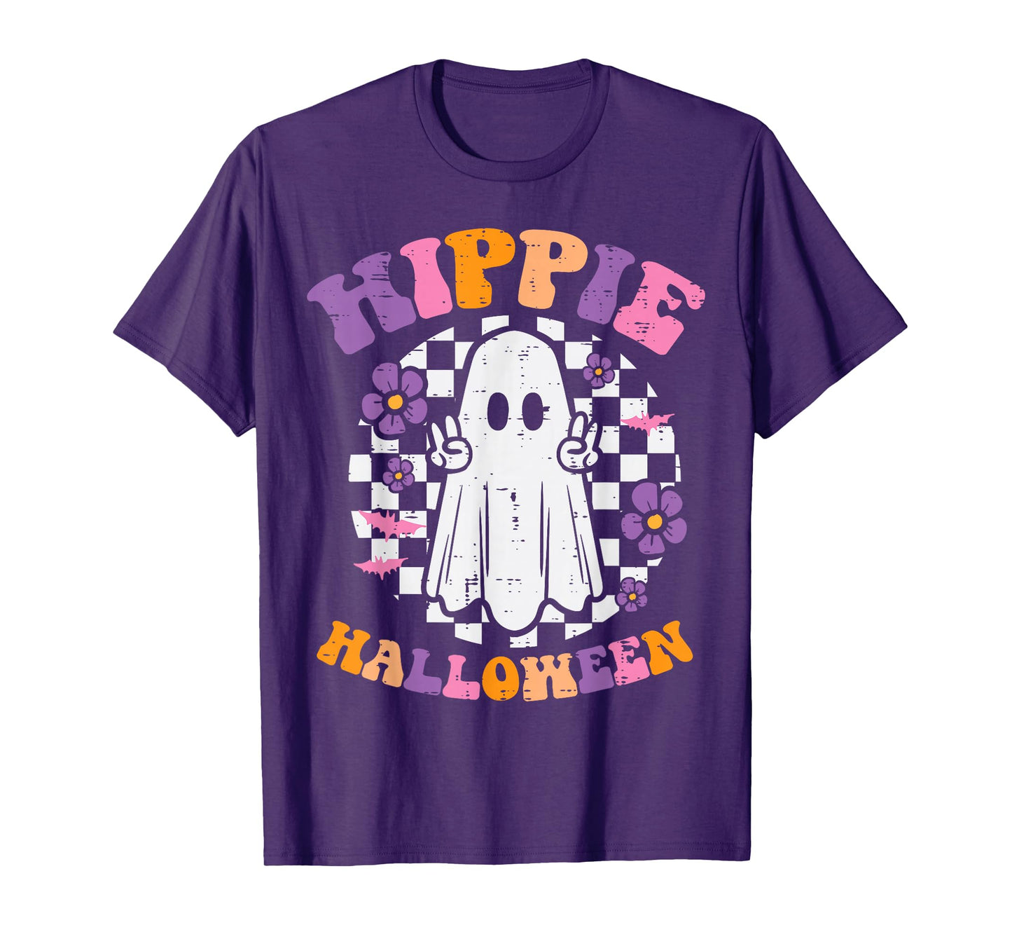 Hippie Halloween Ghost Peace Retro Costume Women Kids Men T-Shirt