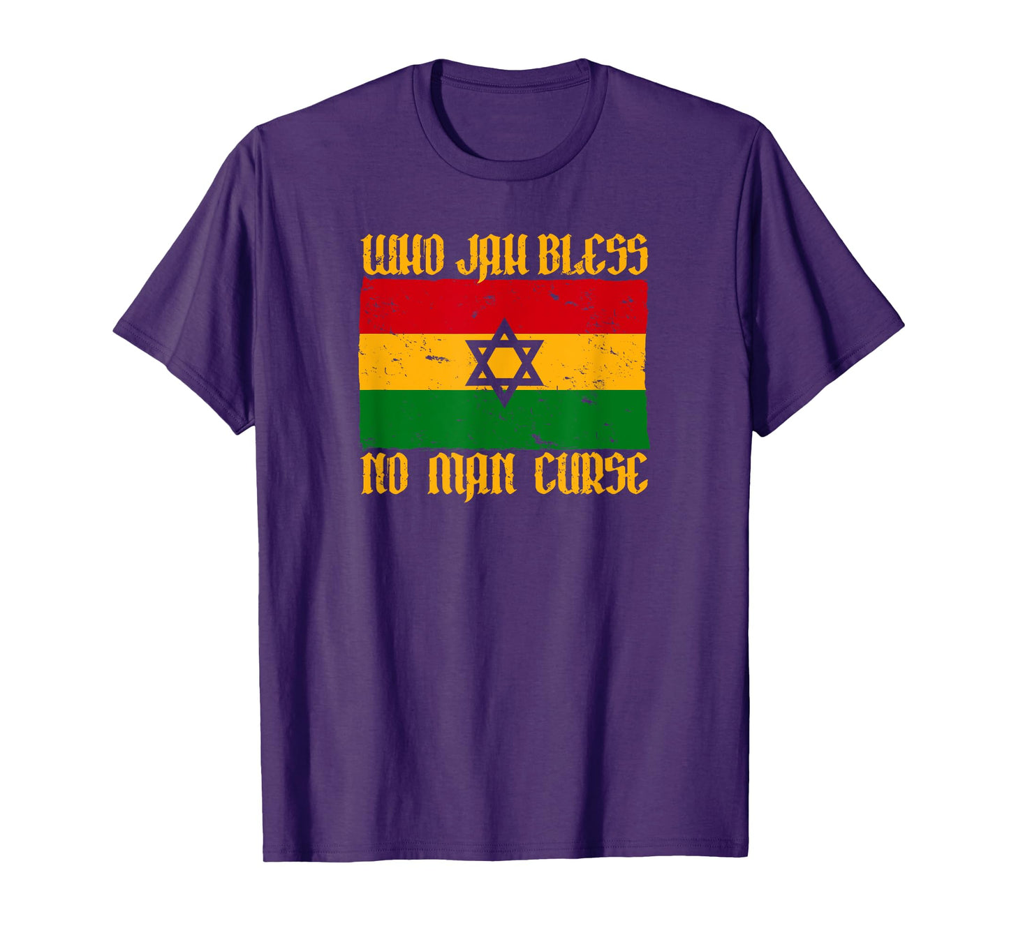 WHO JAH BLESS NO MAN CURSE Roots Reggae Rasta Flag T-Shirt
