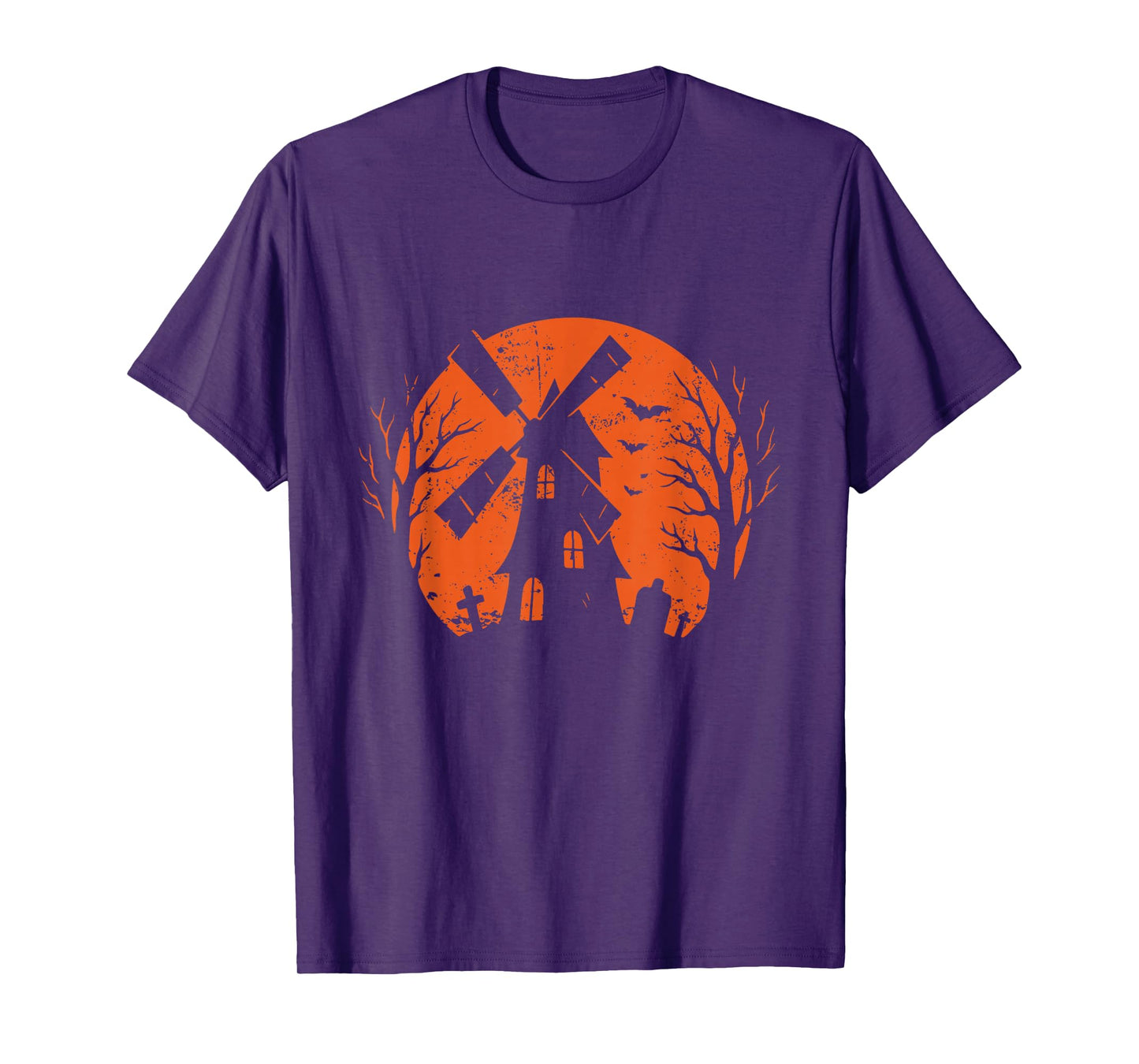 Haunted Windmill Halloween Moon T-Shirt