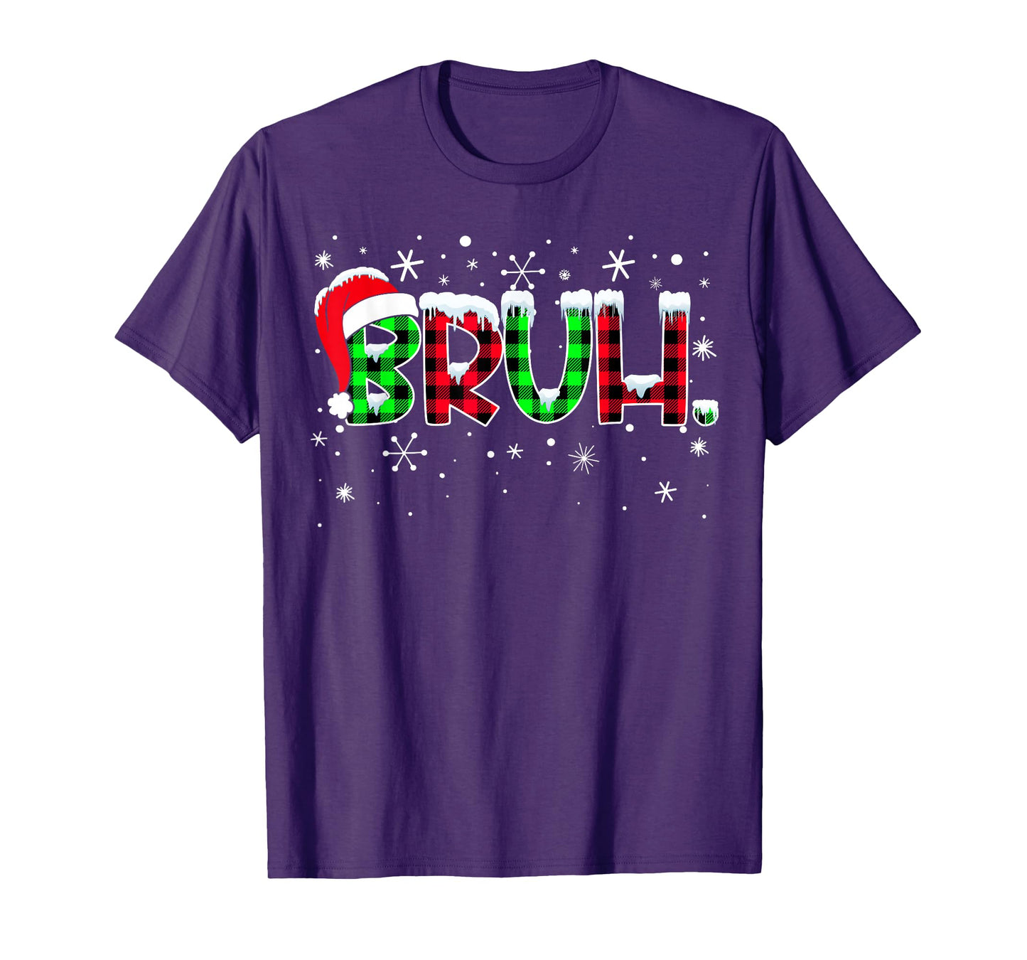 Bruh Funny Christmas Plaid Teens Boys Kids Xmas Pajamas T-Shirt