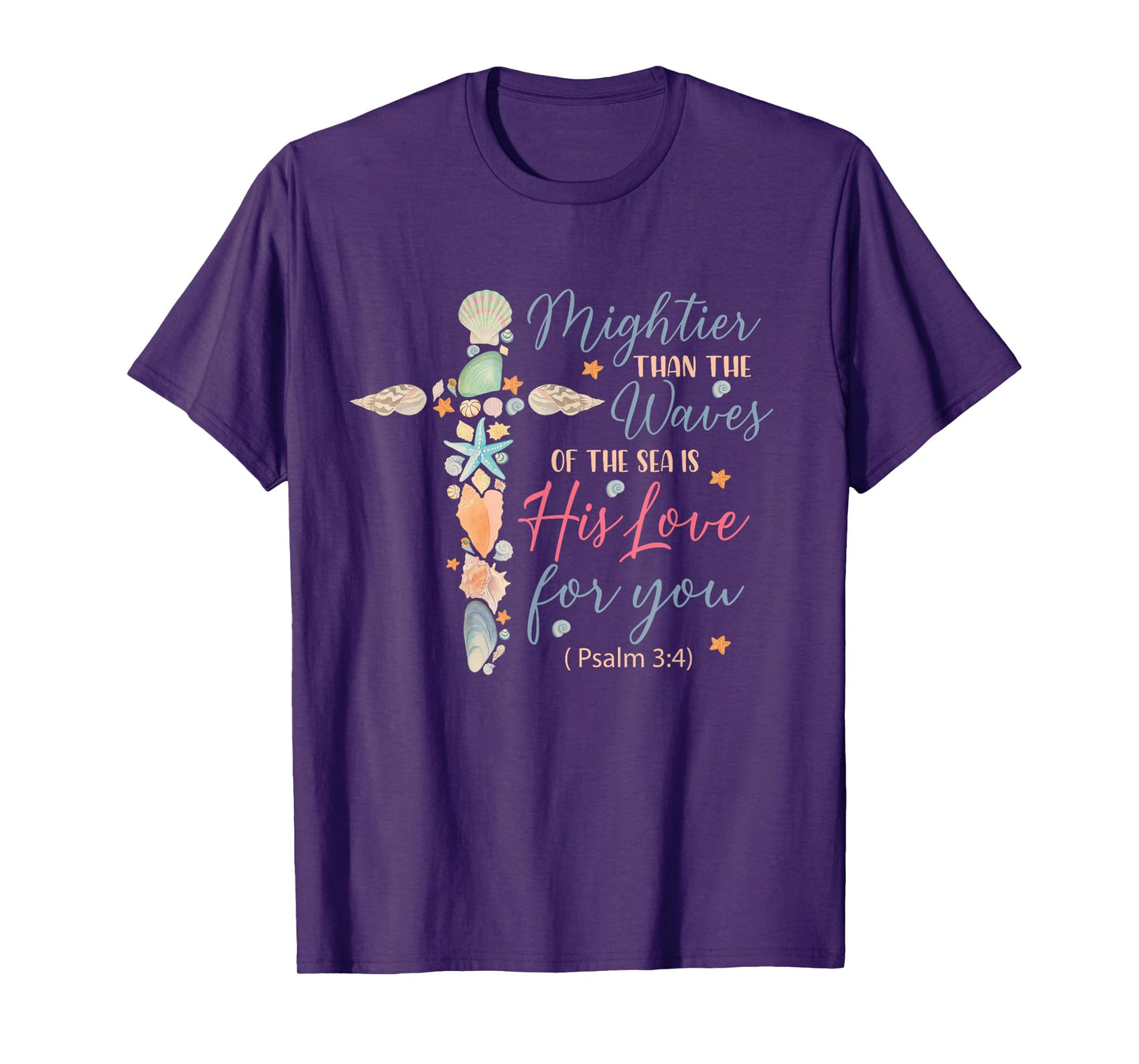 Christian Seashell Style Beach Vacation Faith Cross Women T-Shirt