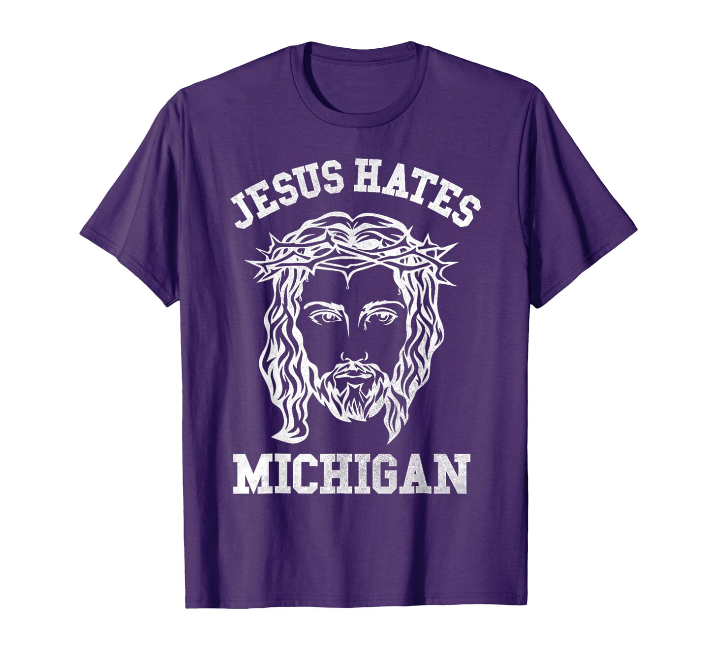 Vintage Michigan Jesus Hate Face Of Jesus With Crown T-Shirt