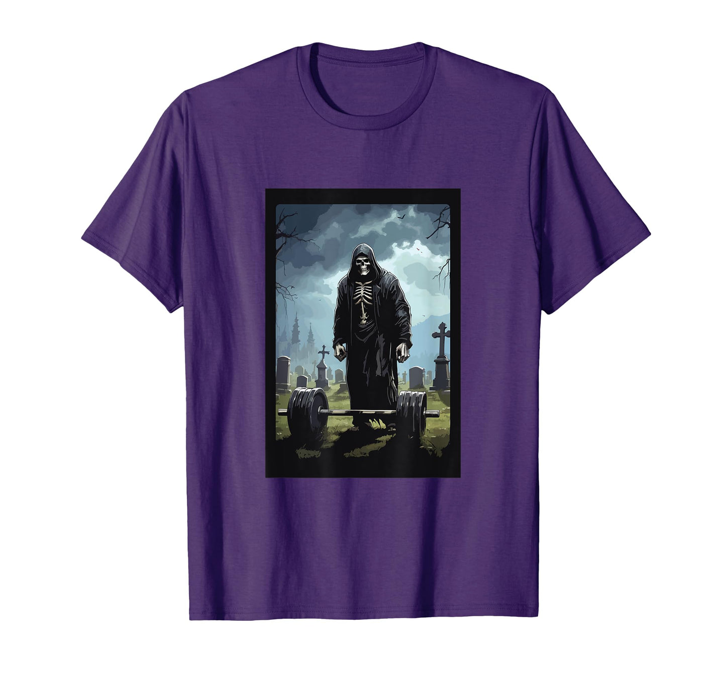 Grim Reaper Weightlifting Deadlift Gym Workout Graphic T-Shirt