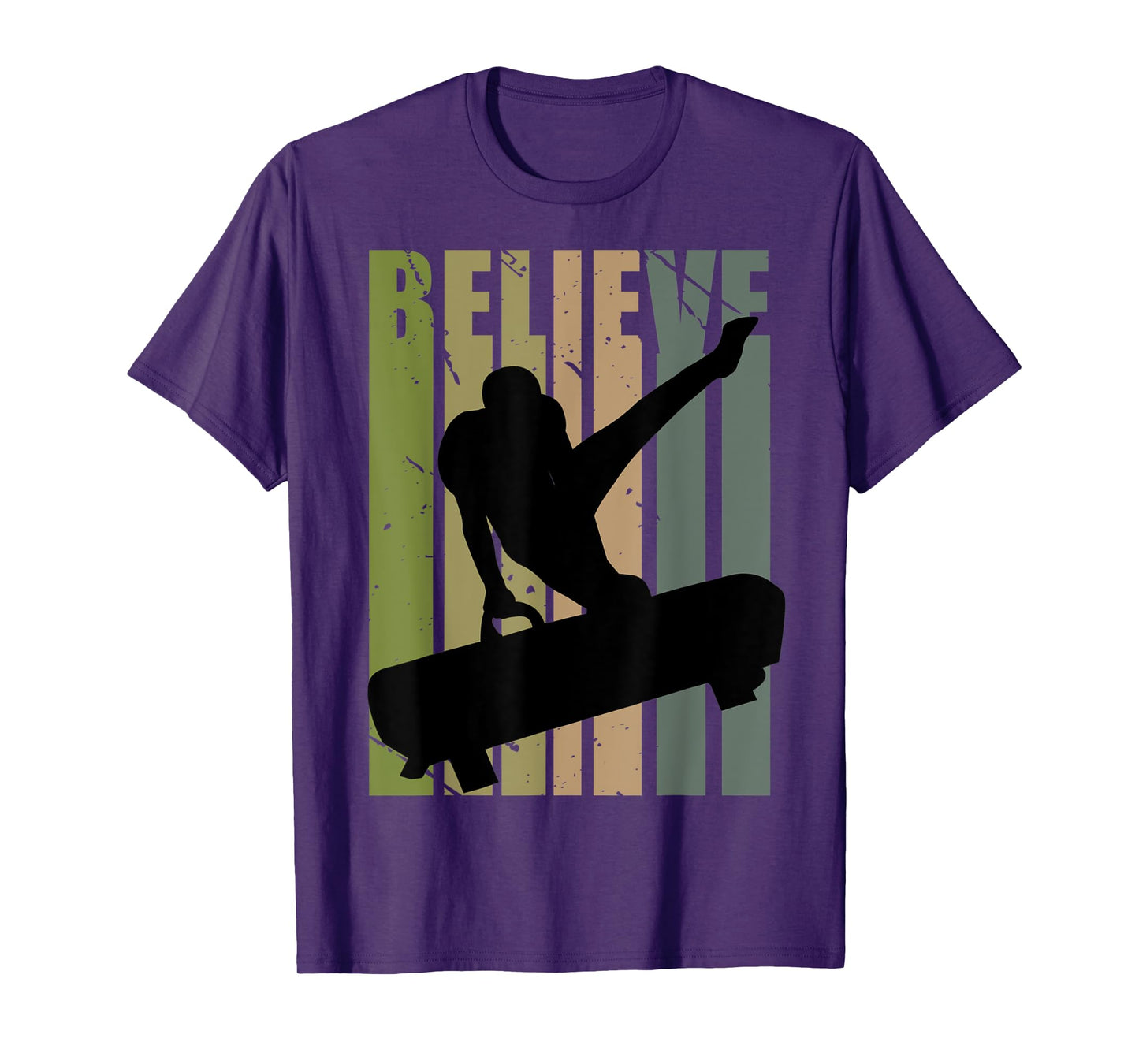 Retro Boys Gymnastics Believe Motivational Pommel Horse T-Shirt