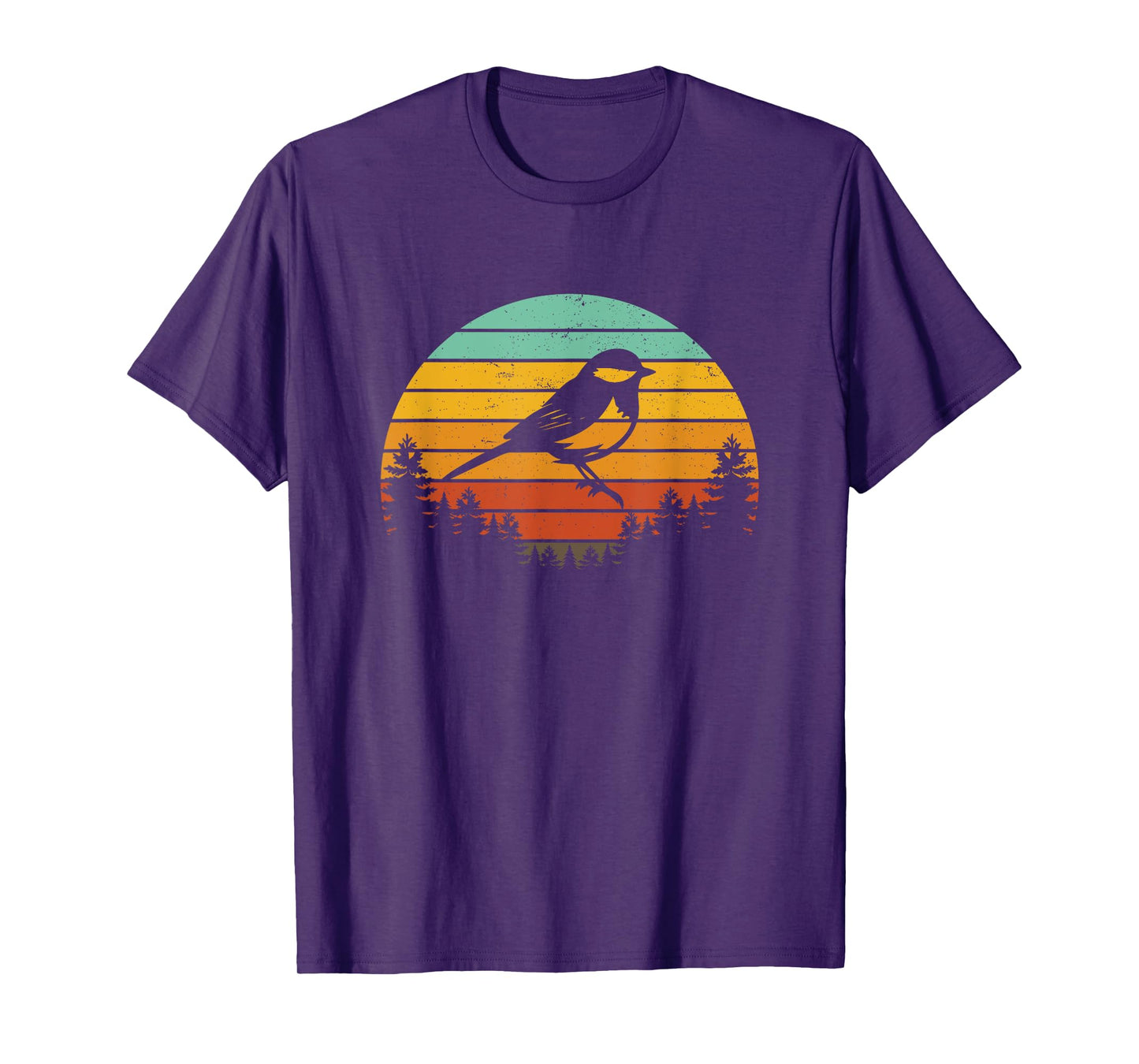 Chickadee Bird Silhouette Retro Vintage Art Design T-Shirt