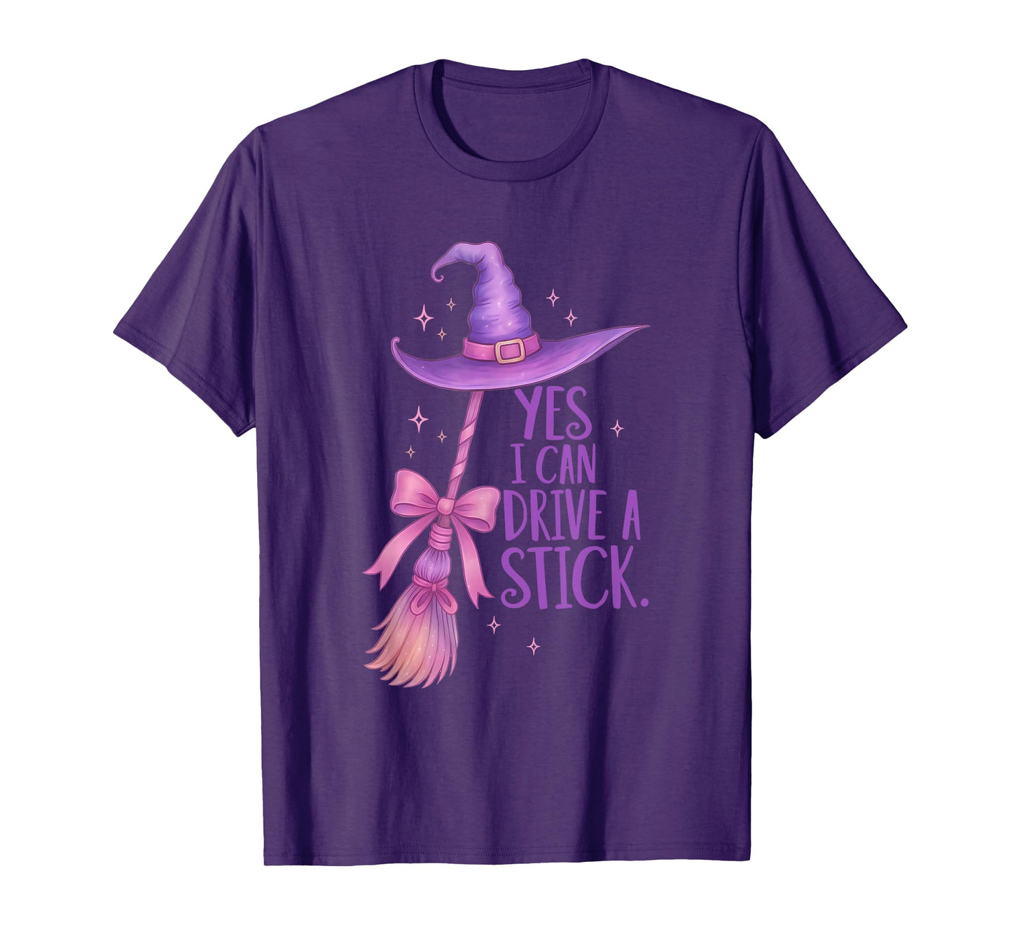 Yes I Can Drive A Stick Halloween Witch Broom Witch Spooky T-Shirt