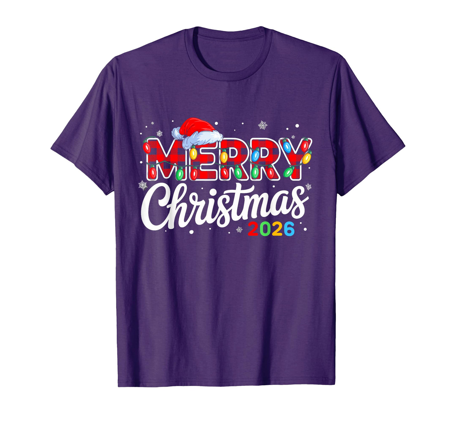 Merry Christmas 2026 Buffalo Plaid Santa Family Xmas 2026 T-Shirt
