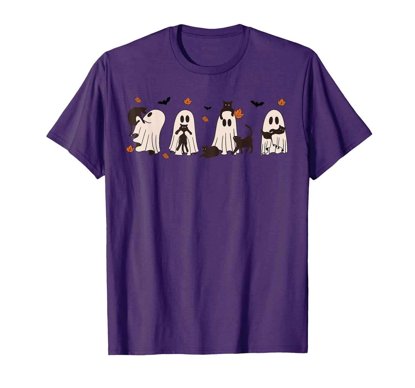 Black Cats in Cute Ghost Cat Halloween T-Shirt