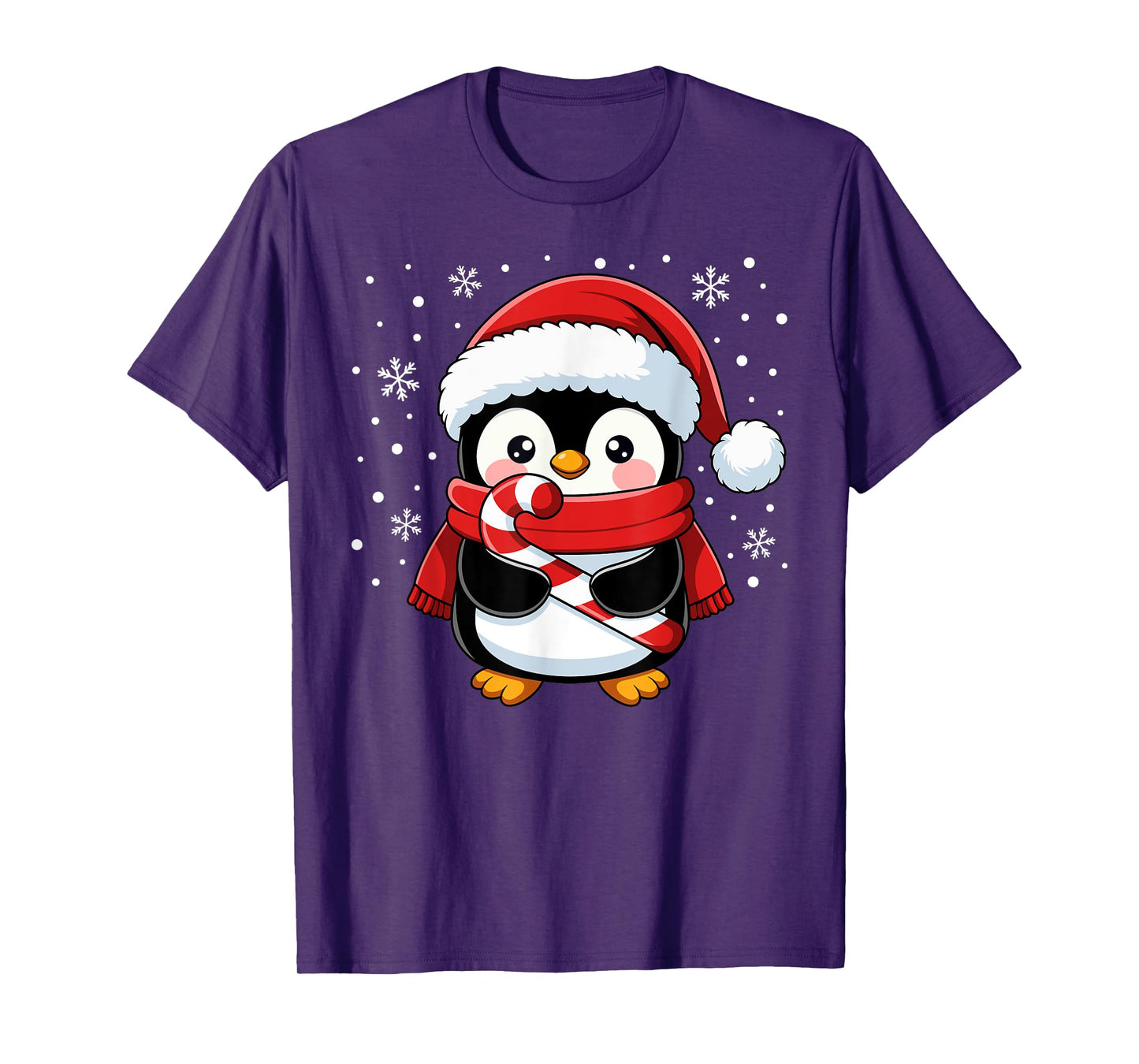 Penguin Christmas Candy Cane Winter Toddler Girl Boy Women T-Shirt
