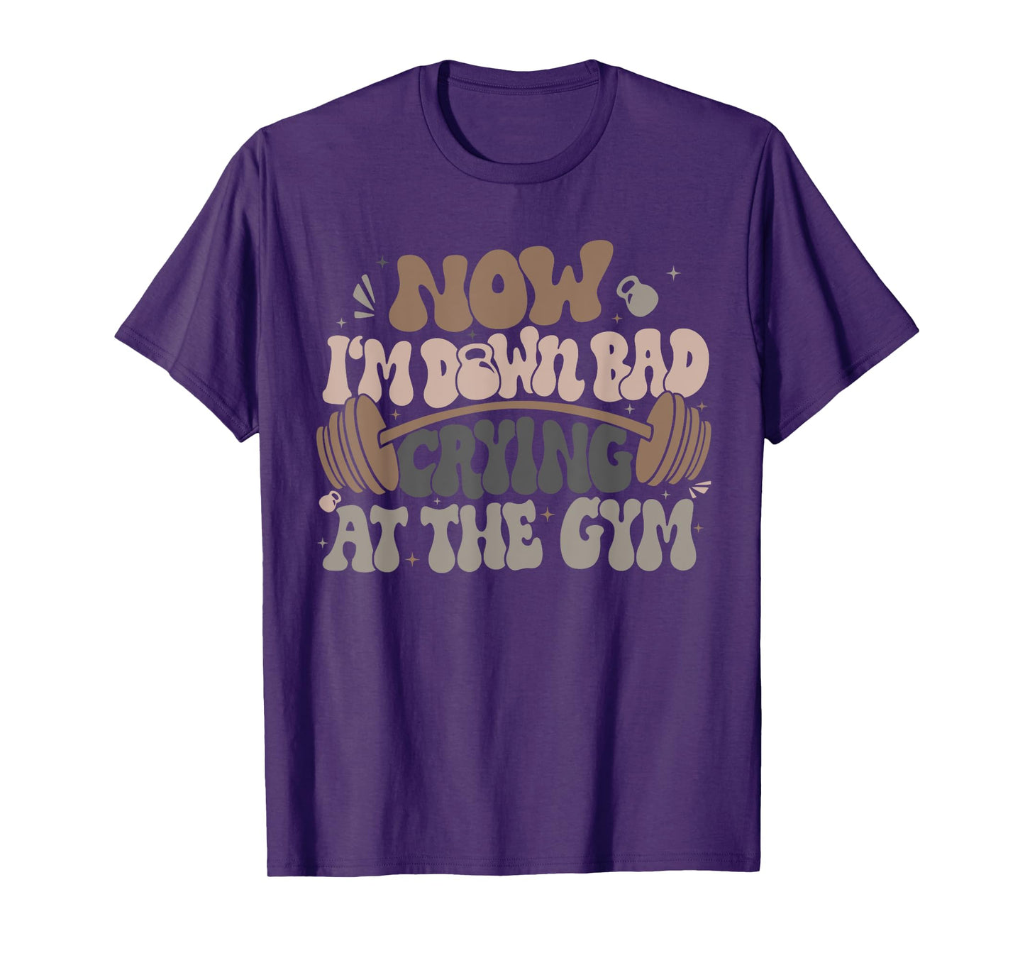 Funny Now I'm Down Bad Crying At The Gym T-Shirt, Small, Black
